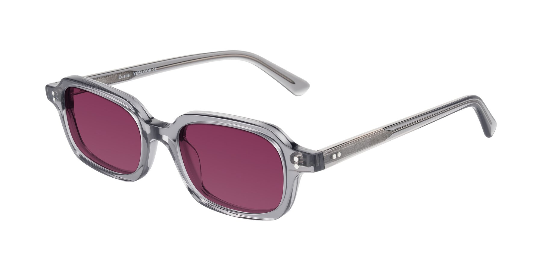 Angle of Eustis in Transparent Gray with Wine Tinted Lenses