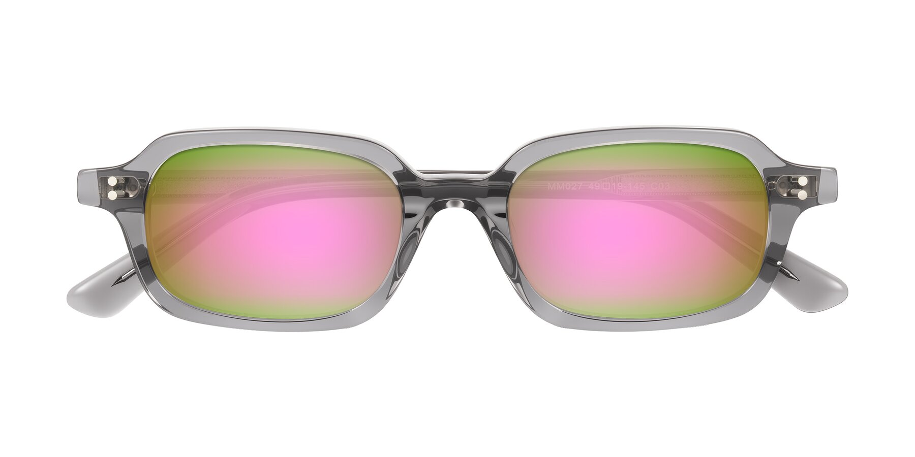 Folded Front of Eustis in Transparent Gray with Pink Mirrored Lenses