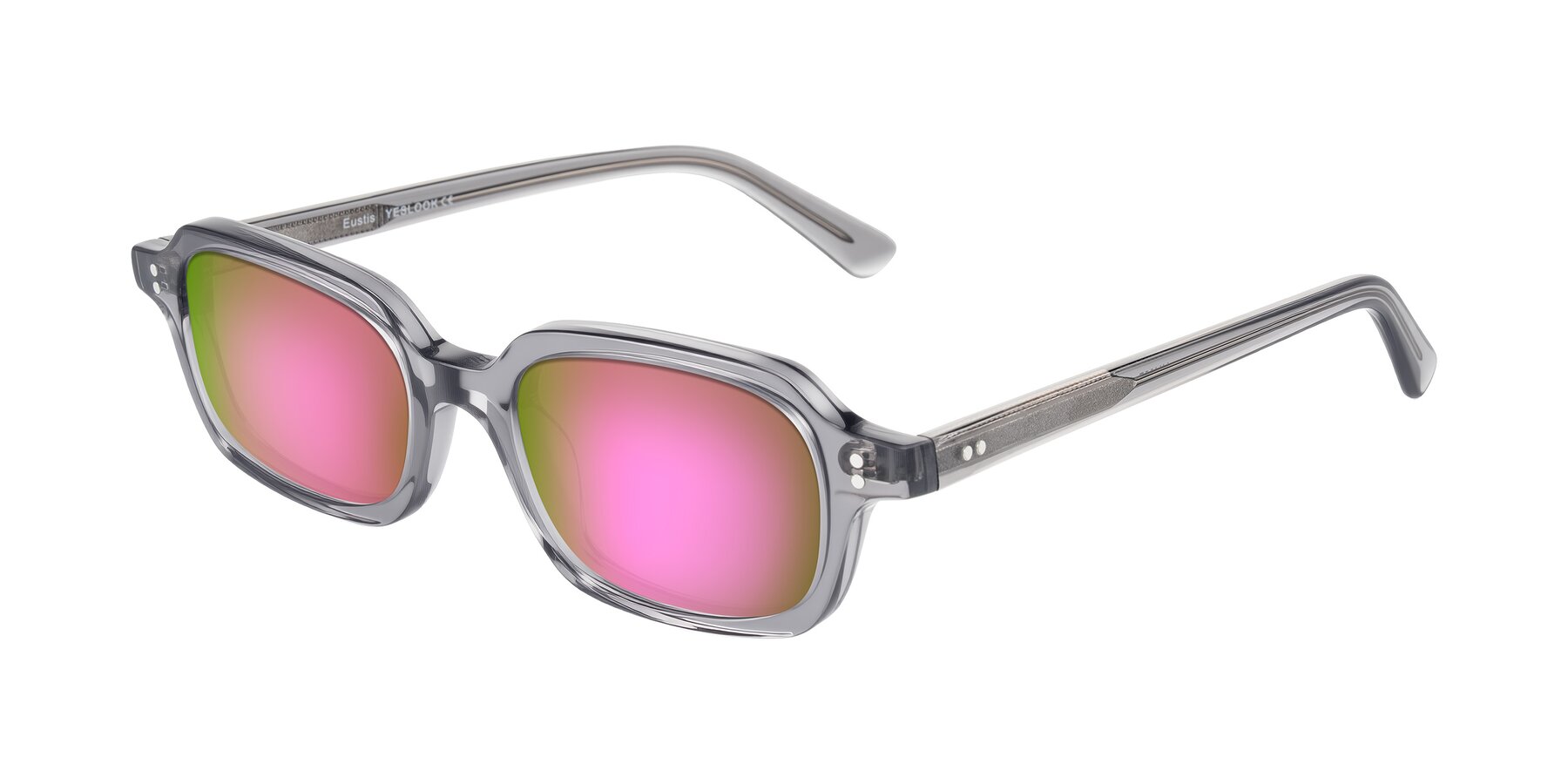 Angle of Eustis in Transparent Gray with Pink Mirrored Lenses