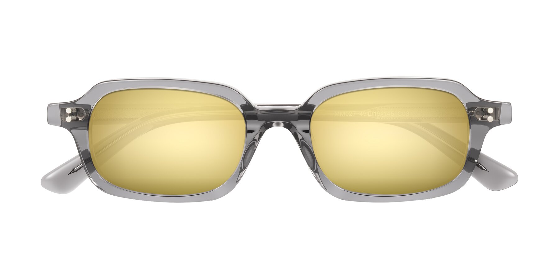 Folded Front of Eustis in Transparent Gray with Gold Mirrored Lenses