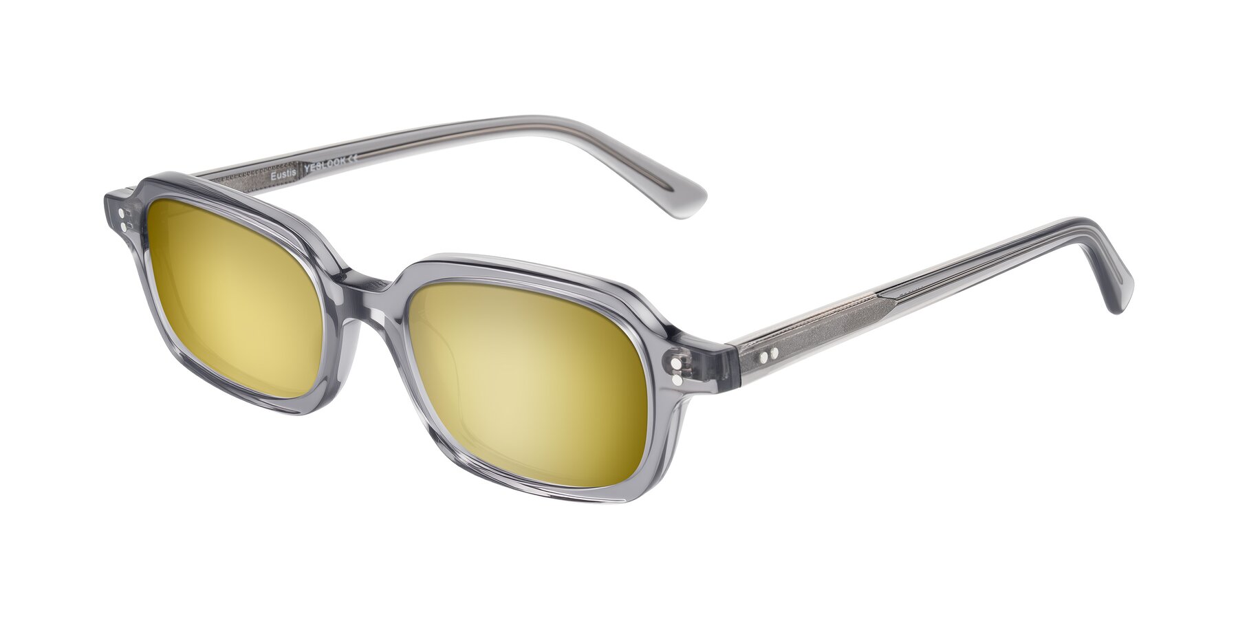 Angle of Eustis in Transparent Gray with Gold Mirrored Lenses