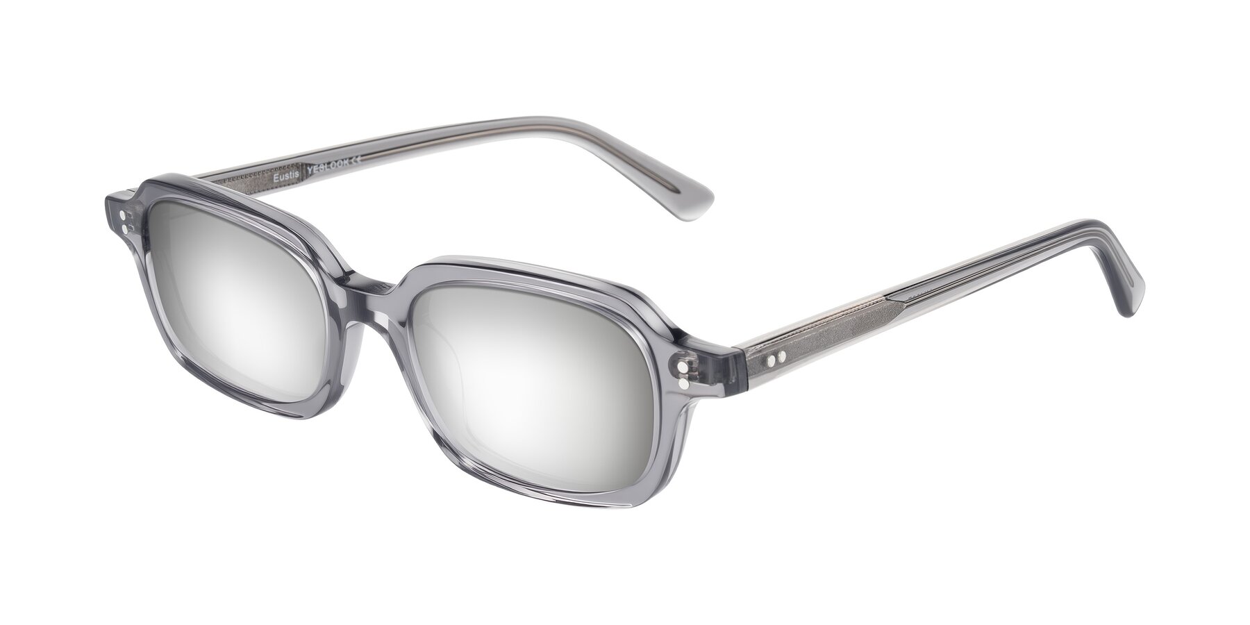 Angle of Eustis in Transparent Gray with Silver Mirrored Lenses