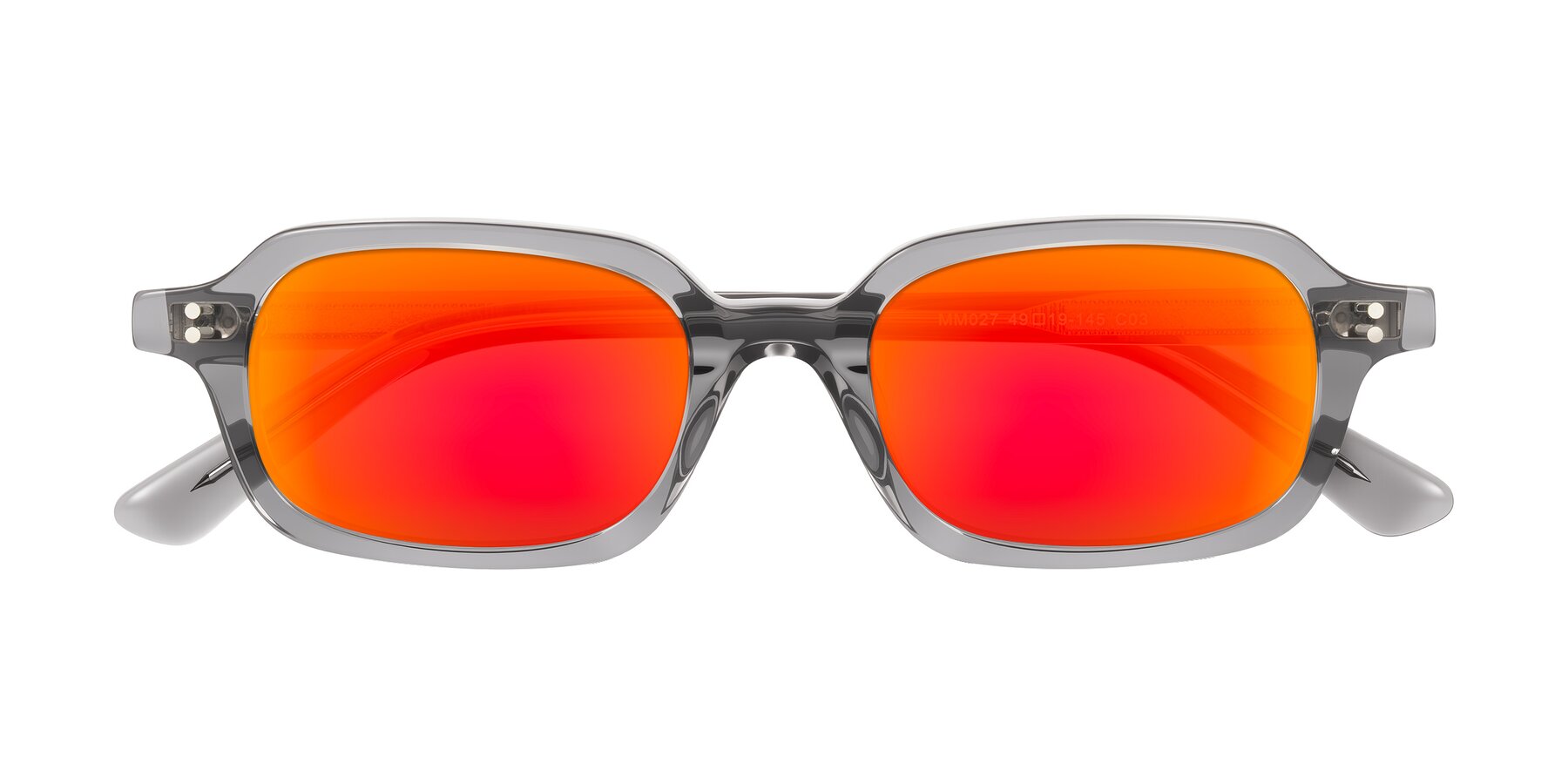 Folded Front of Eustis in Transparent Gray with Red Gold Mirrored Lenses