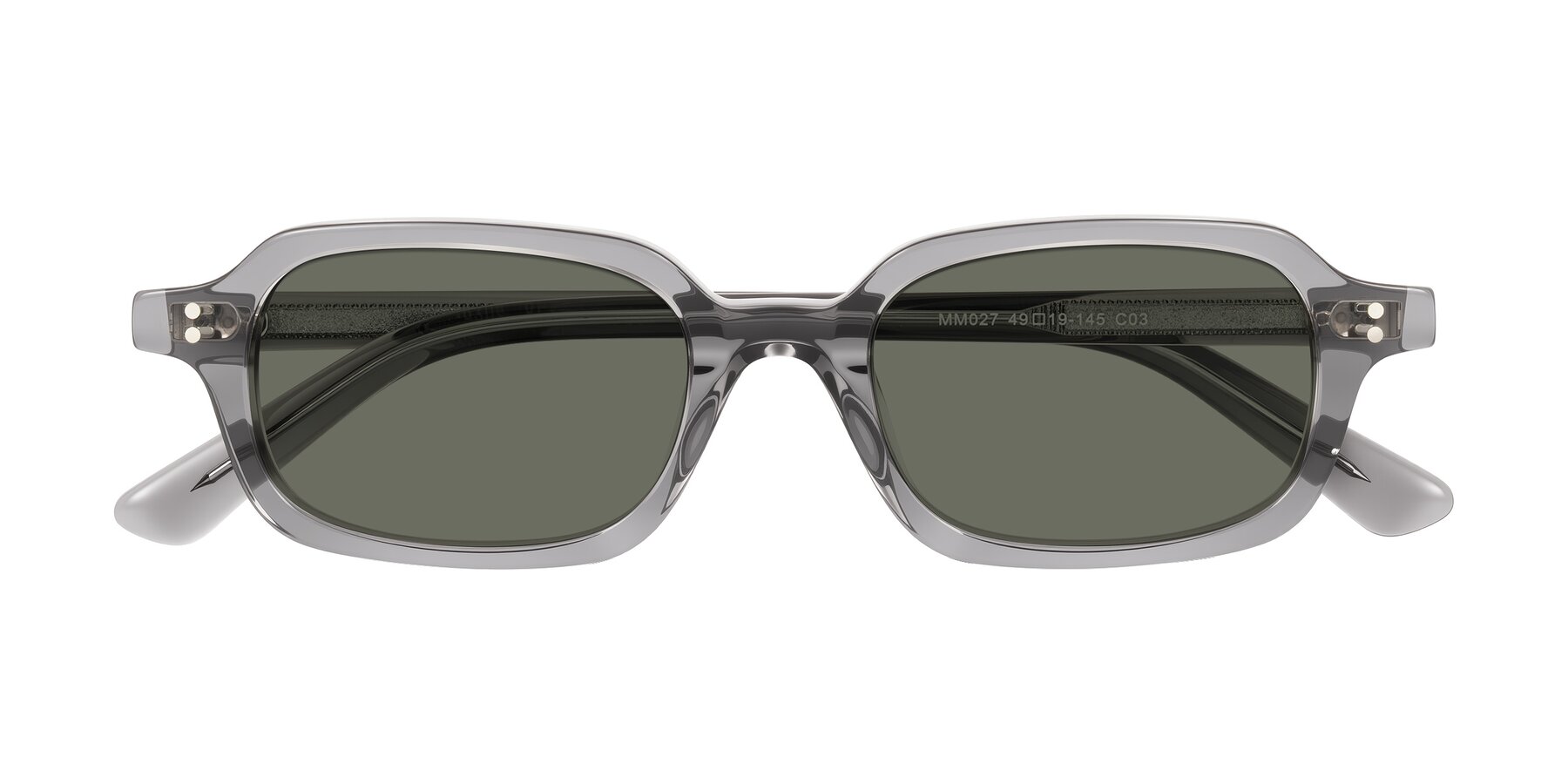 Folded Front of Eustis in Transparent Gray with Gray Polarized Lenses