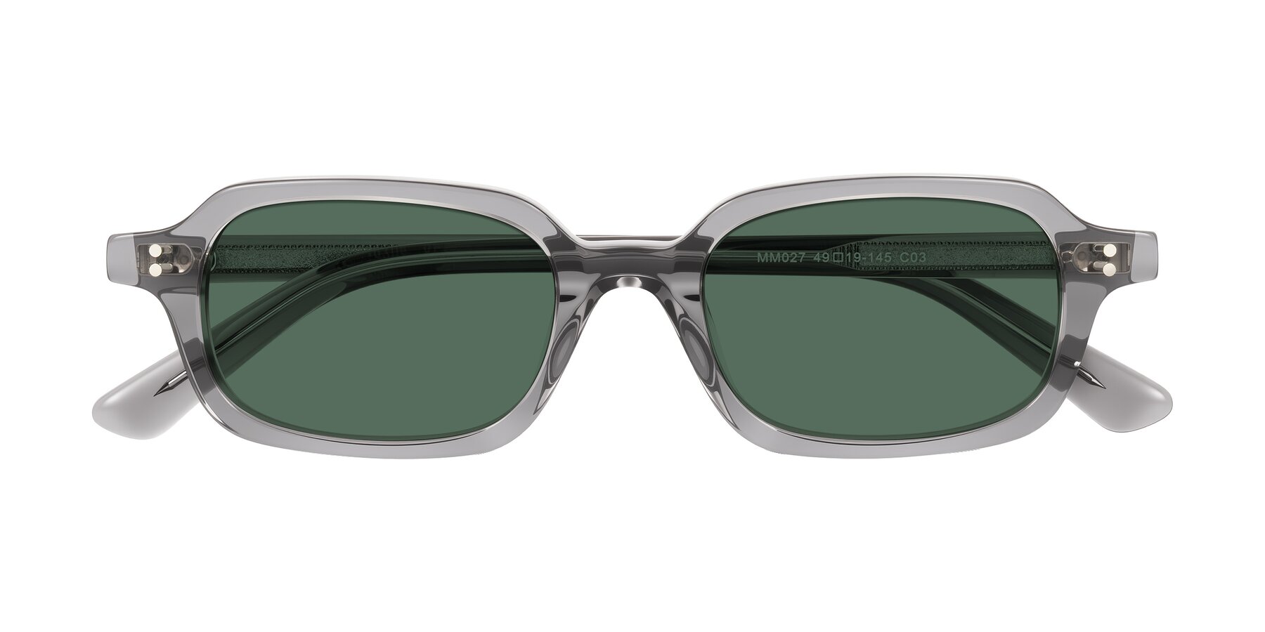 Folded Front of Eustis in Transparent Gray with Green Polarized Lenses