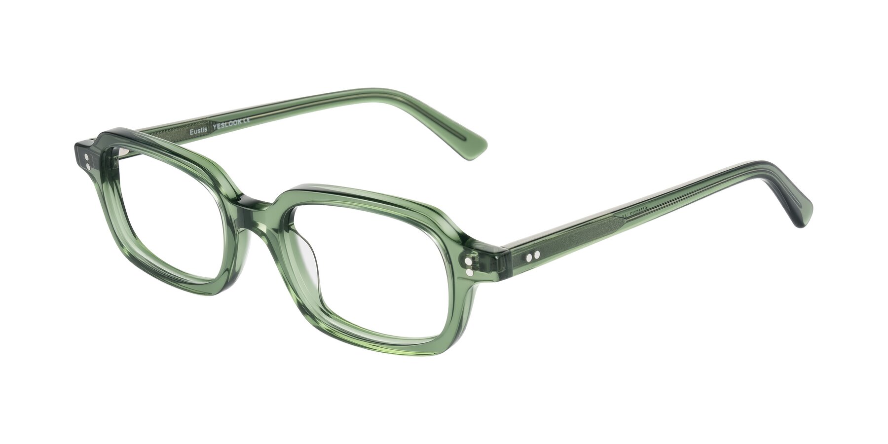 Angle of Eustis in Transparent Green with Clear Eyeglass Lenses