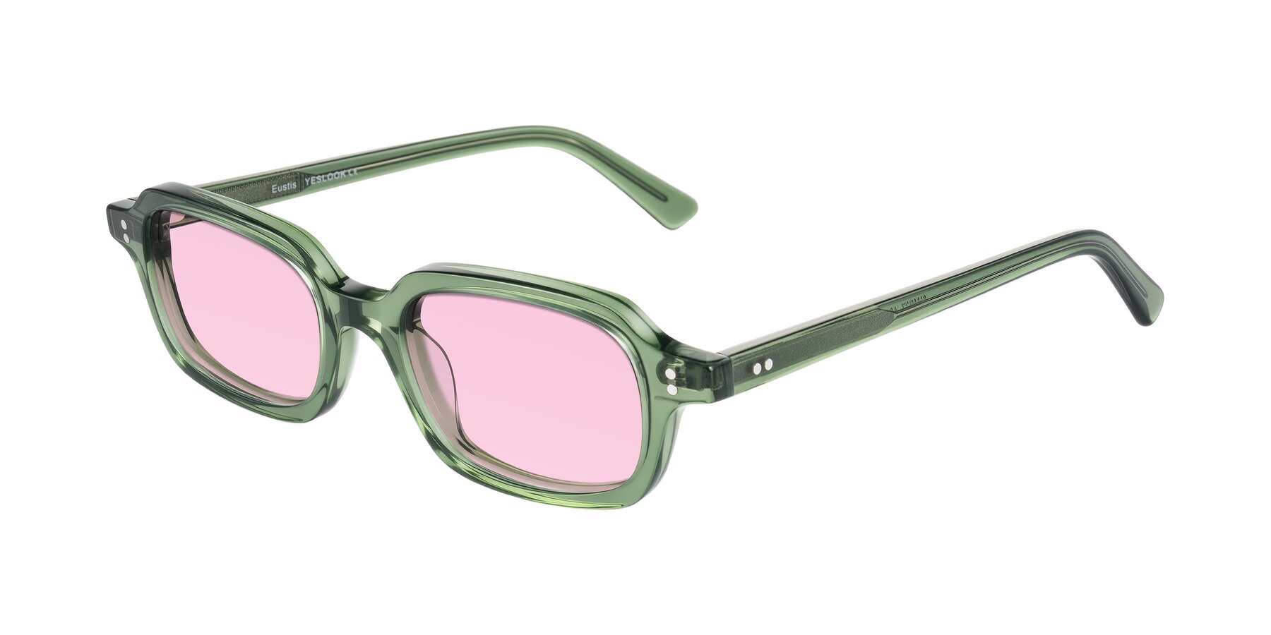 Angle of Eustis in Transparent Green with Light Pink Tinted Lenses
