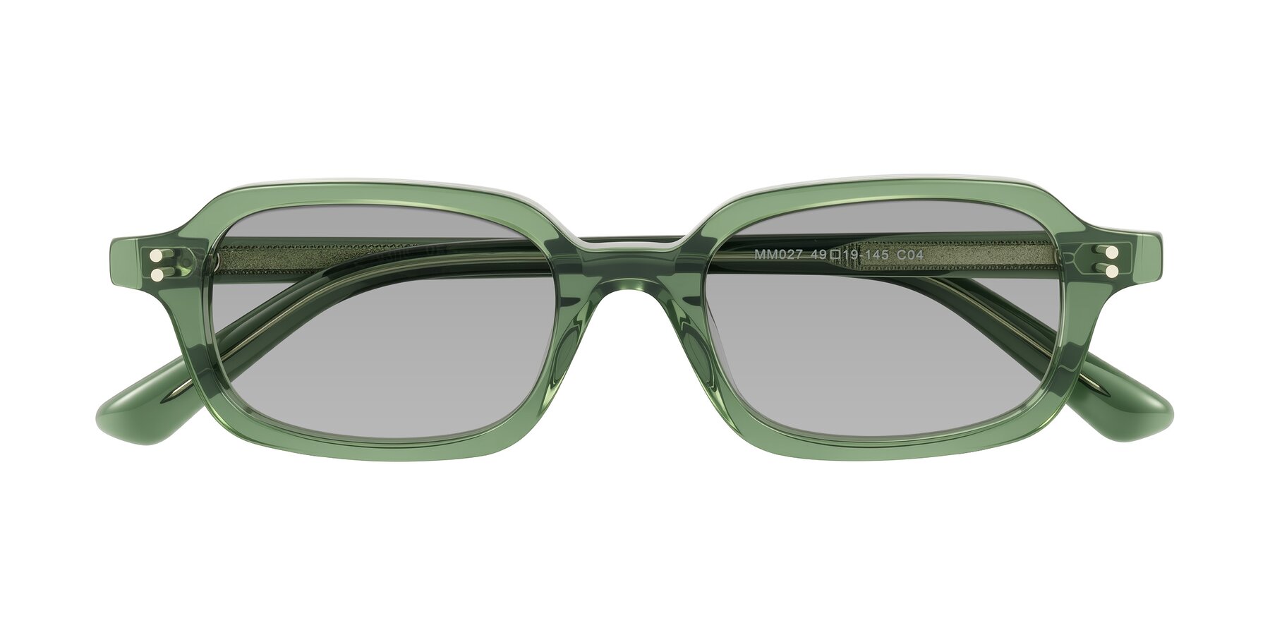 Folded Front of Eustis in Transparent Green with Light Gray Tinted Lenses