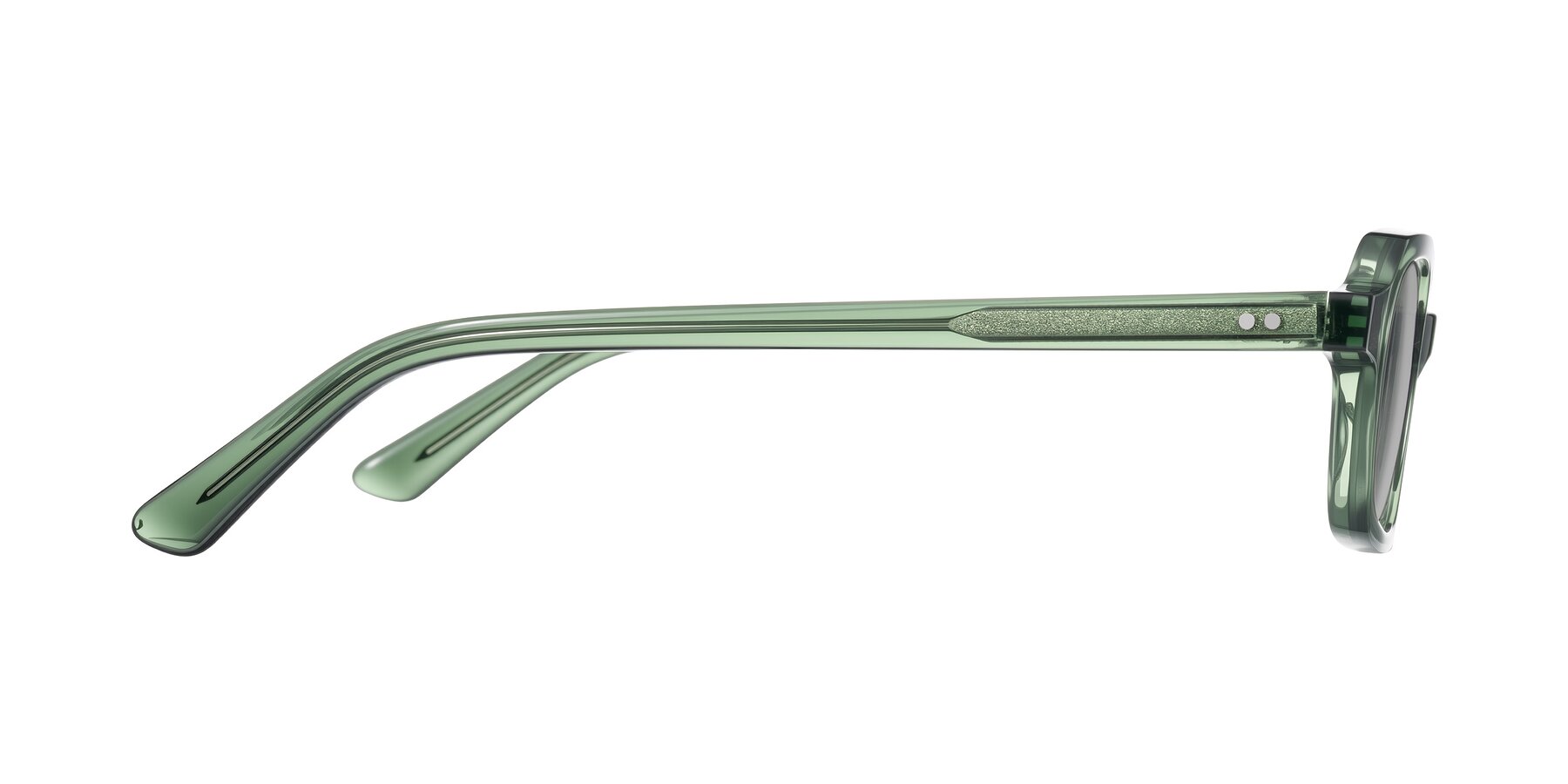Side of Eustis in Transparent Green with Light Gray Tinted Lenses