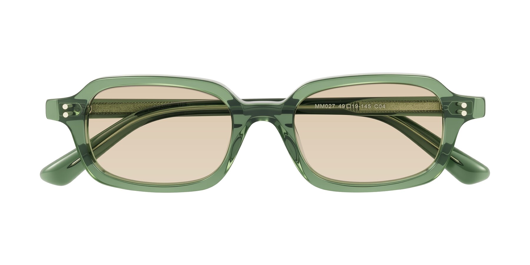 Folded Front of Eustis in Transparent Green with Light Brown Tinted Lenses