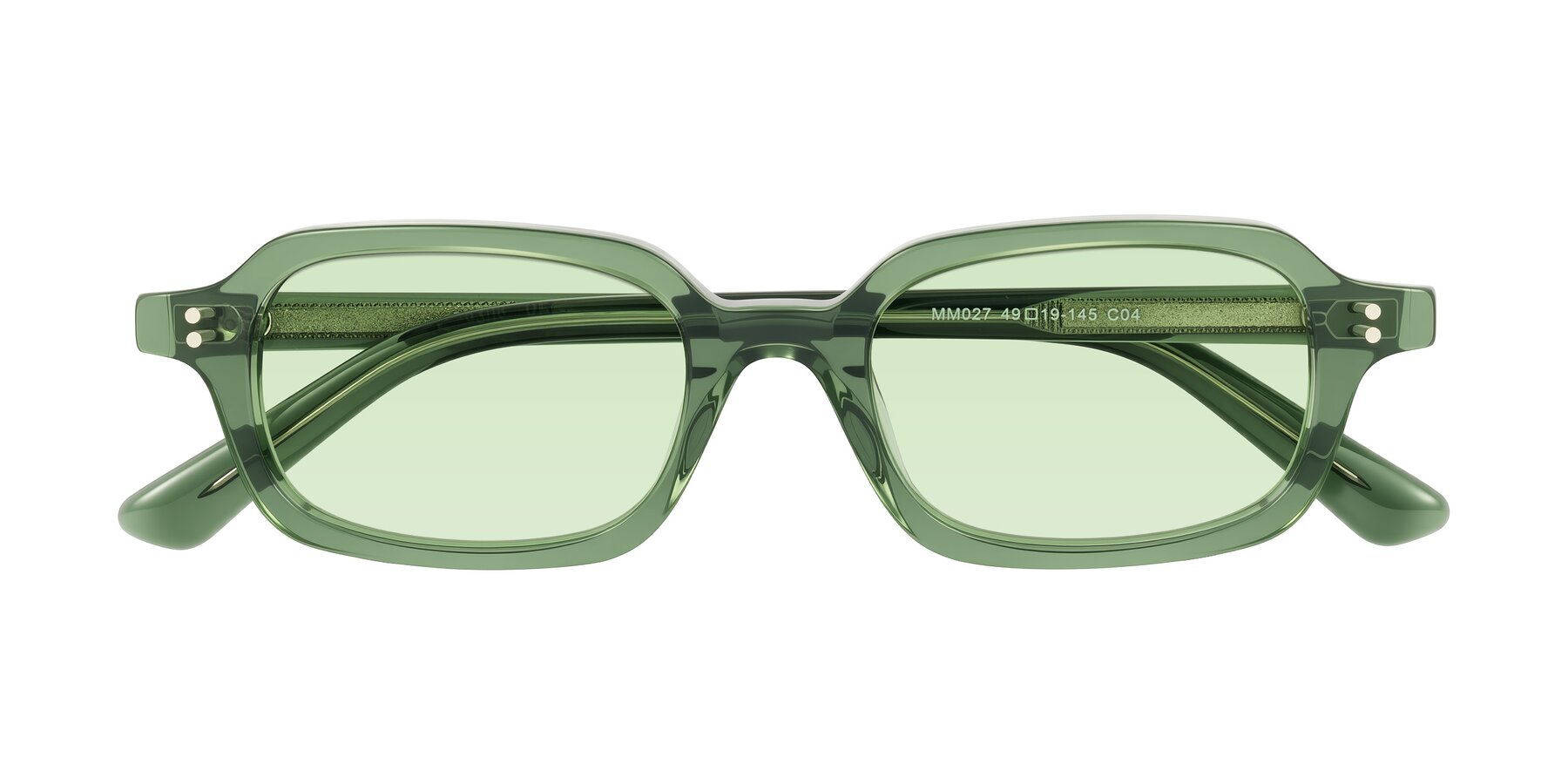 Folded Front of Eustis in Transparent Green with Light Green Tinted Lenses