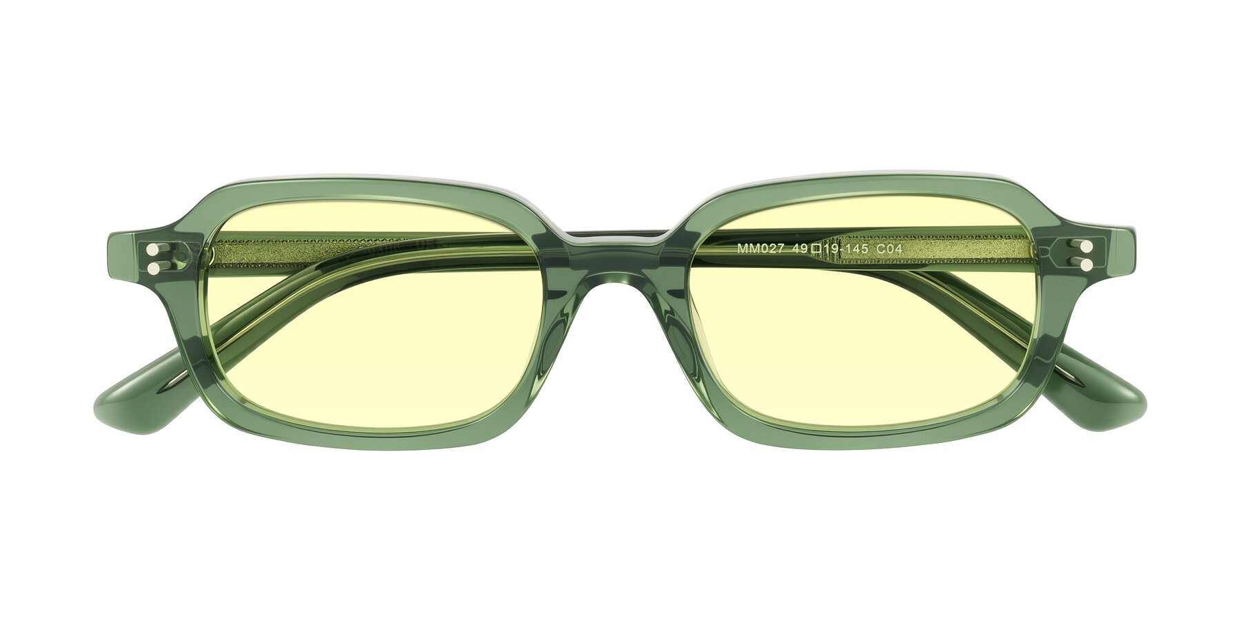 Folded Front of Eustis in Transparent Green with Light Yellow Tinted Lenses