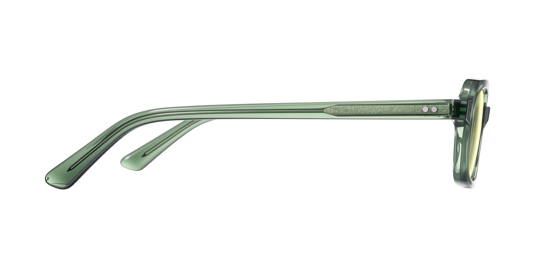 Side of Eustis in Transparent Green with Light Yellow Tinted Lenses