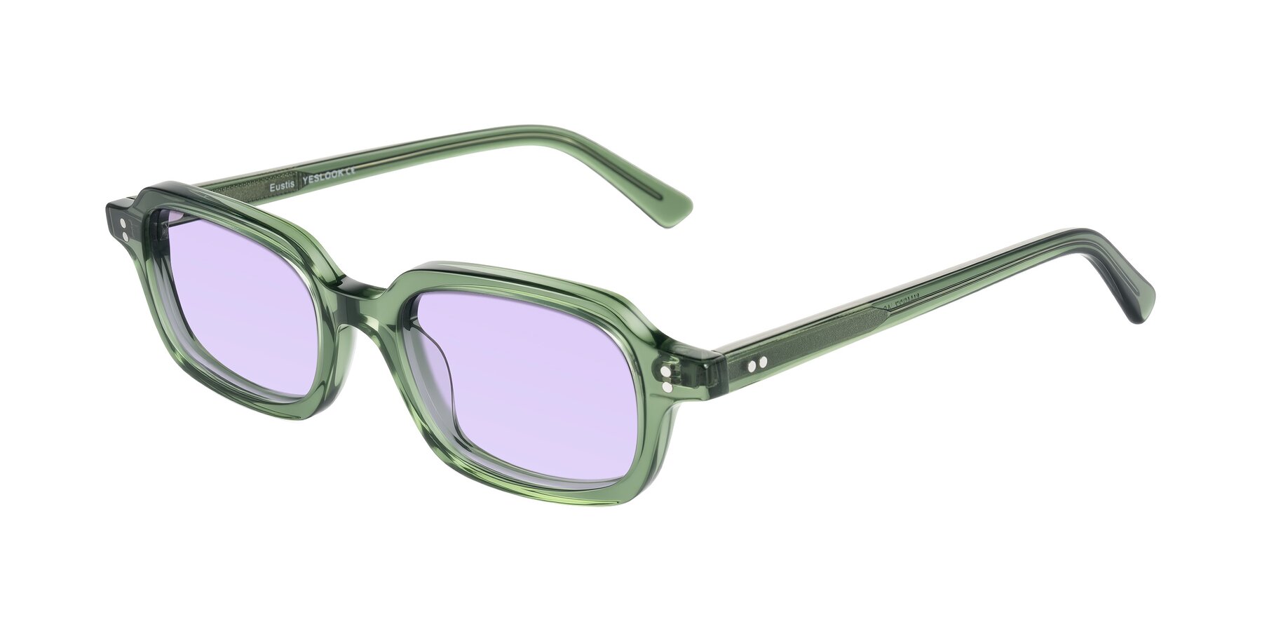 Angle of Eustis in Transparent Green with Light Purple Tinted Lenses