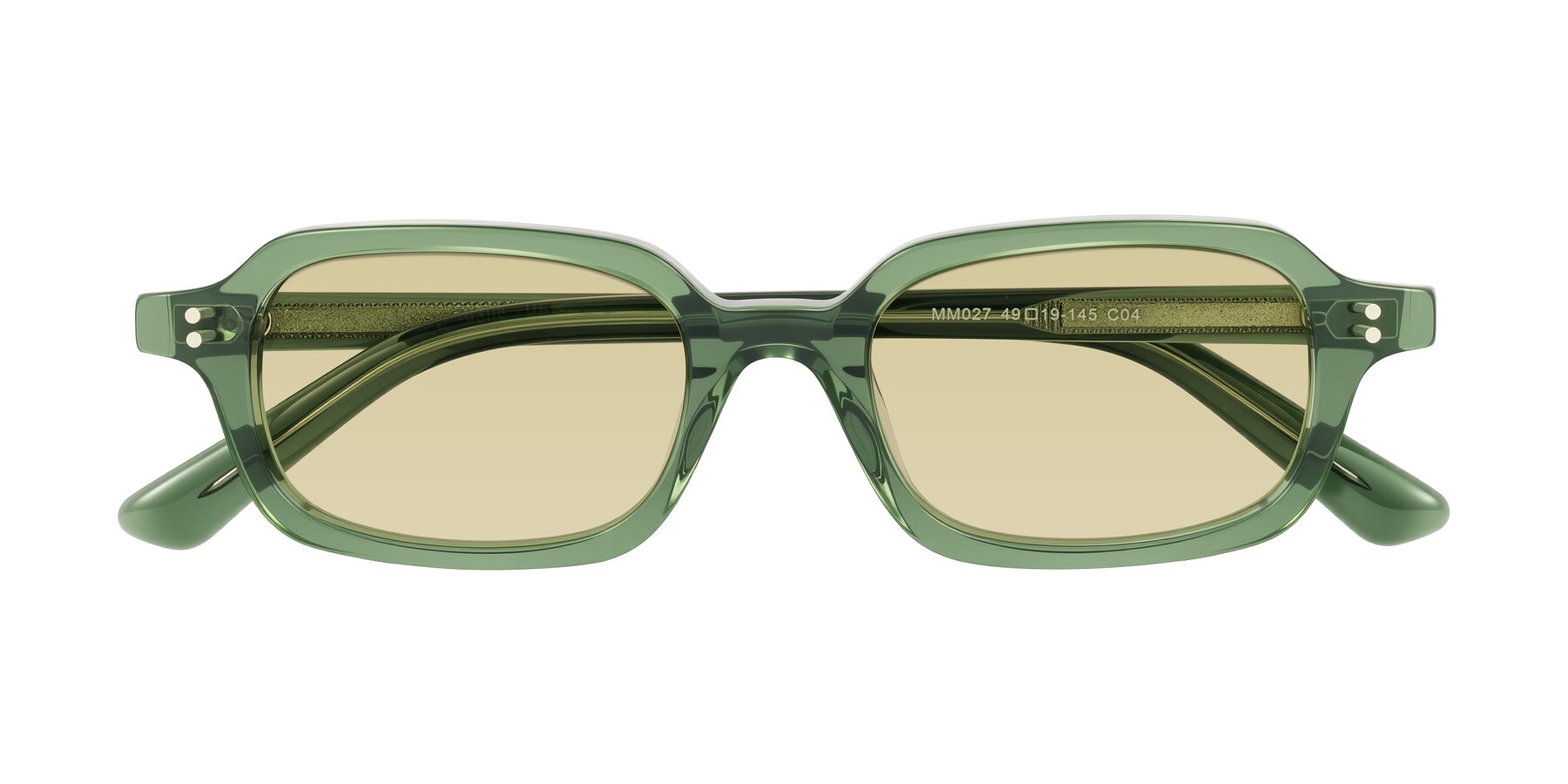 Folded Front of Eustis in Transparent Green with Light Champagne Tinted Lenses