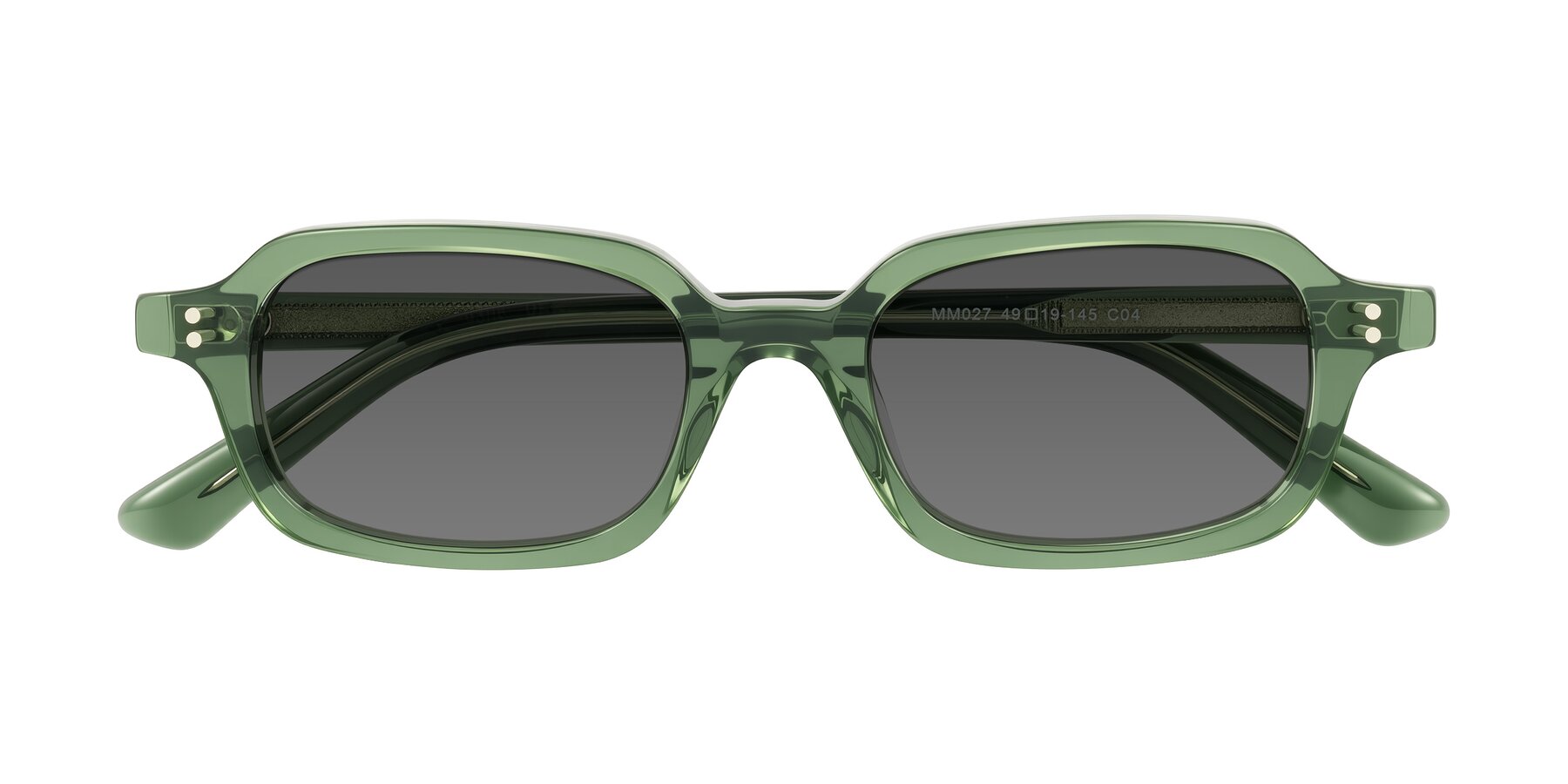 Folded Front of Eustis in Transparent Green with Medium Gray Tinted Lenses