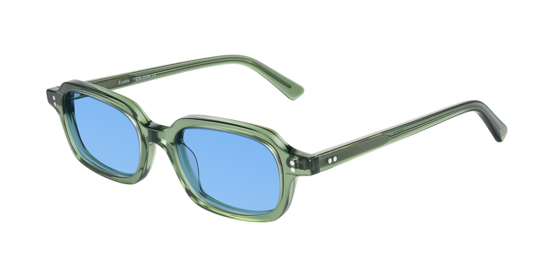 Angle of Eustis in Transparent Green with Medium Blue Tinted Lenses