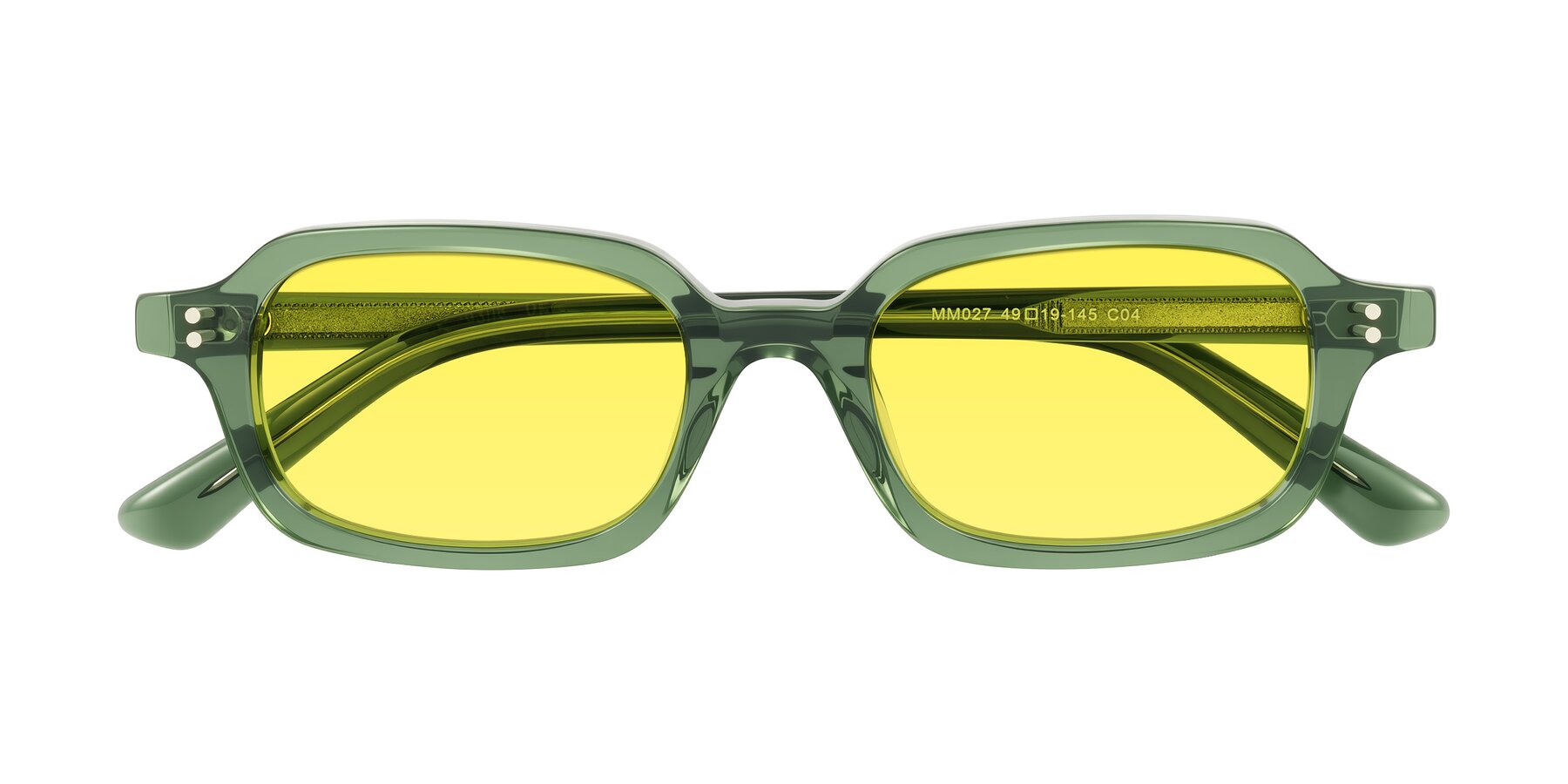 Folded Front of Eustis in Transparent Green with Medium Yellow Tinted Lenses