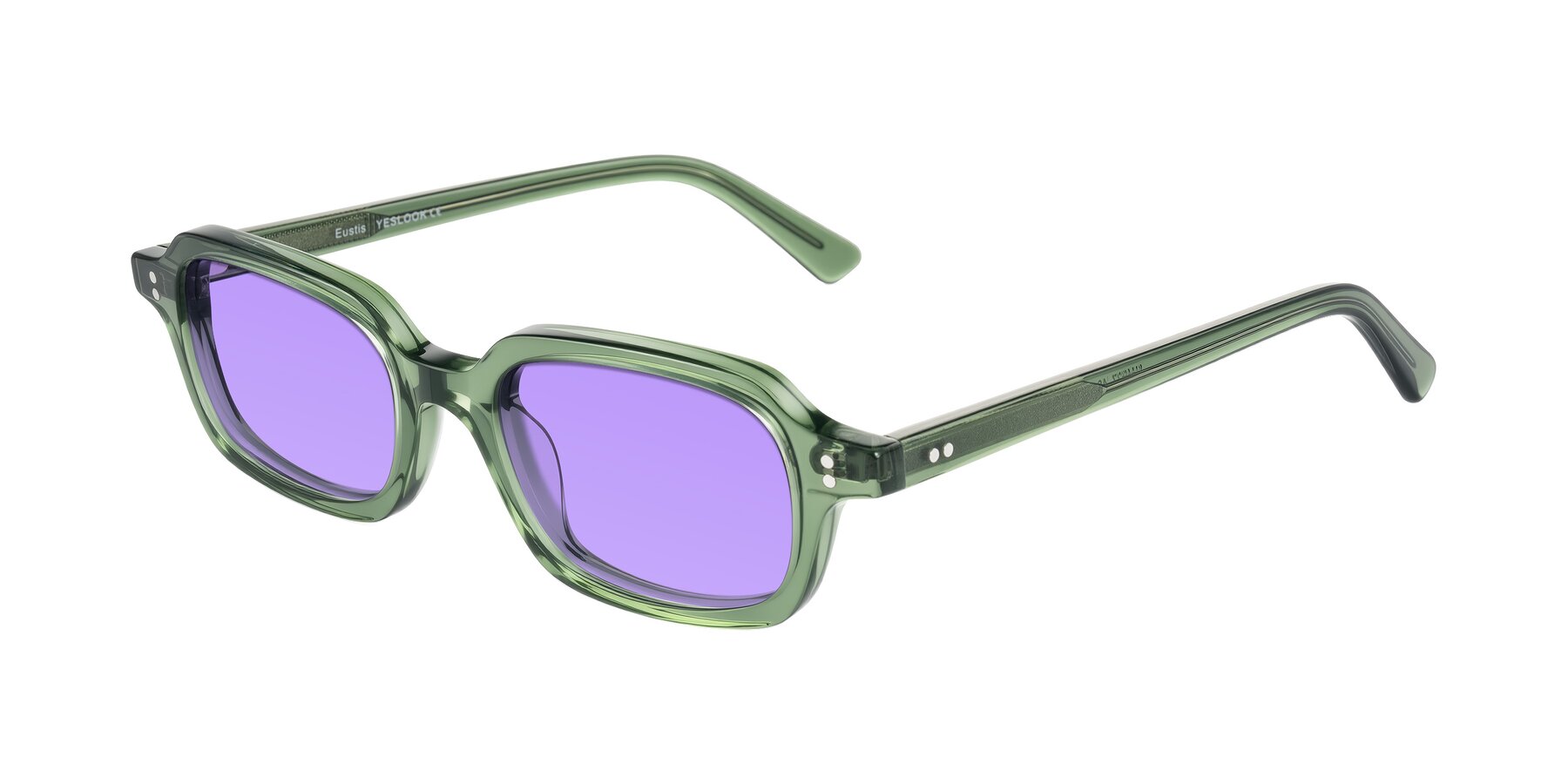 Angle of Eustis in Transparent Green with Medium Purple Tinted Lenses