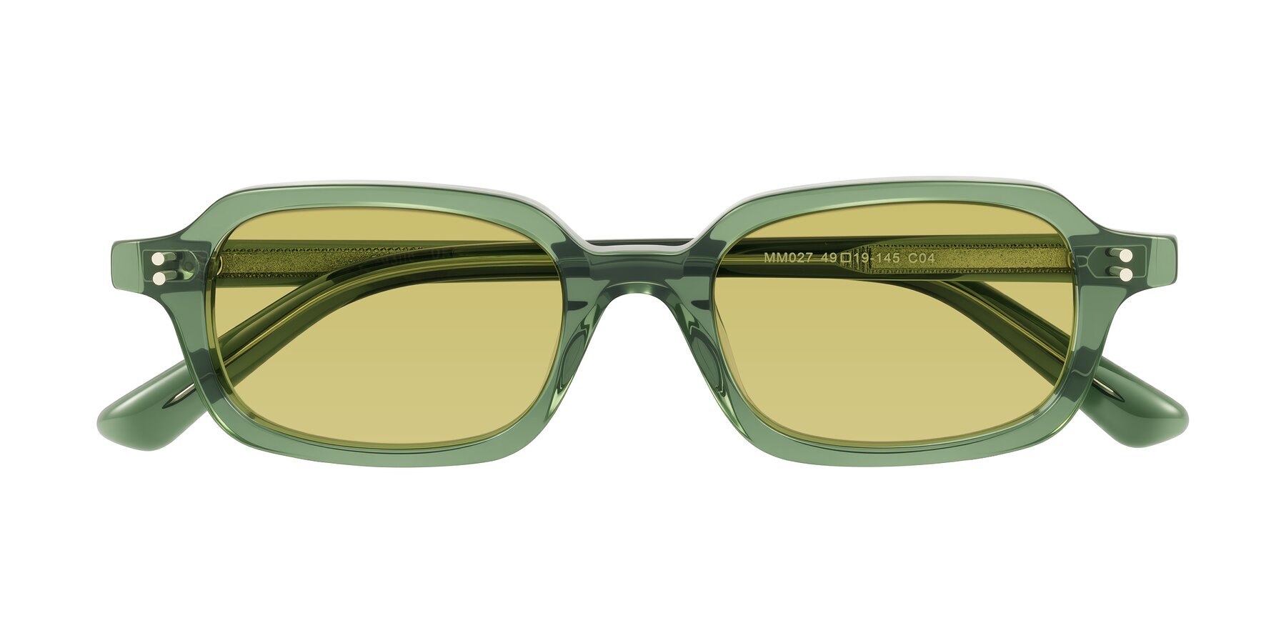 Folded Front of Eustis in Transparent Green with Medium Champagne Tinted Lenses