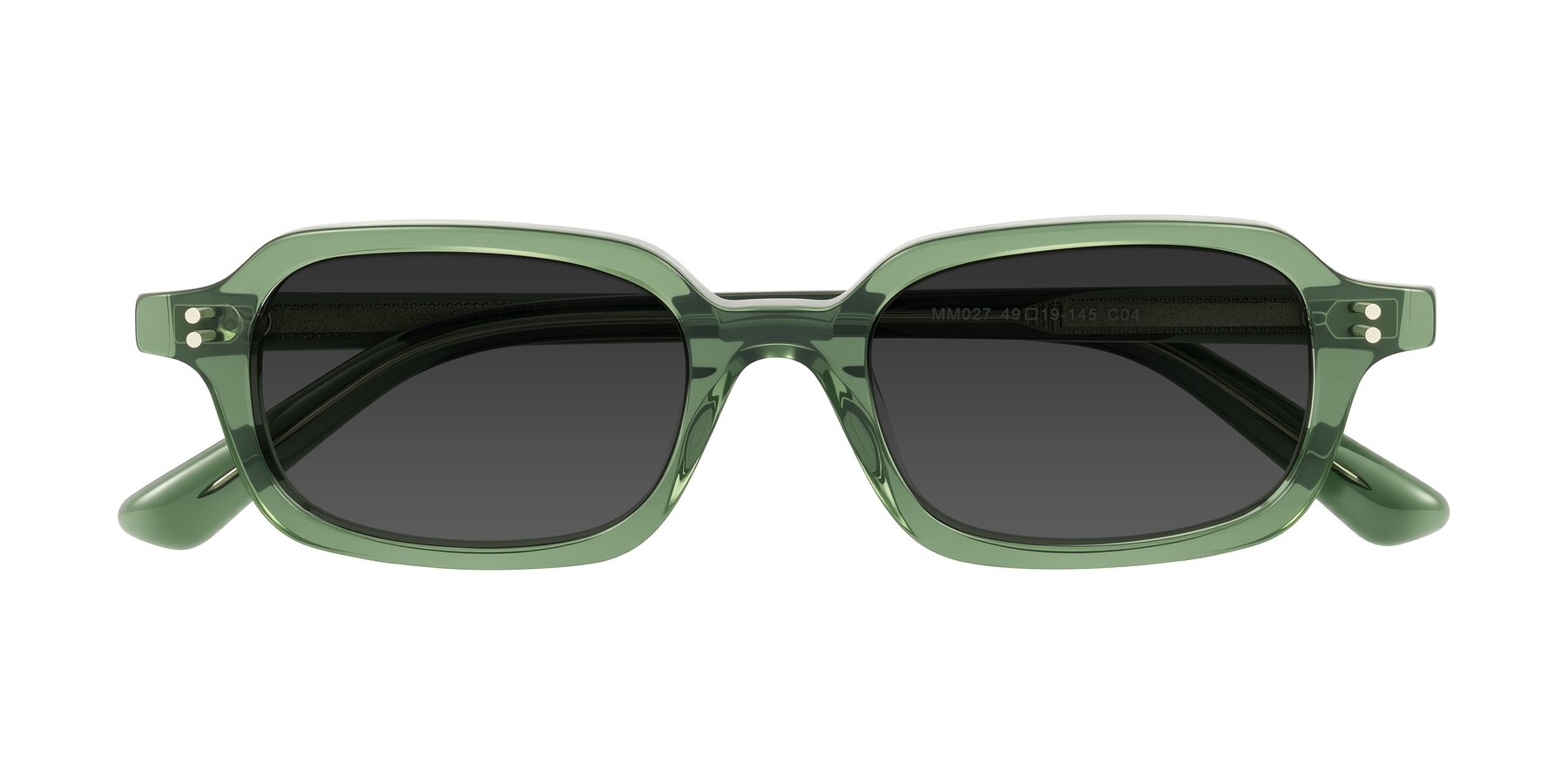 Folded Front of Eustis in Transparent Green with Gray Tinted Lenses