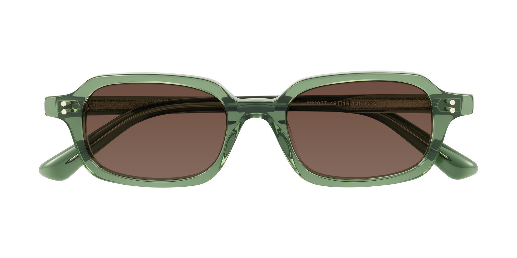 Folded Front of Eustis in Transparent Green with Brown Tinted Lenses