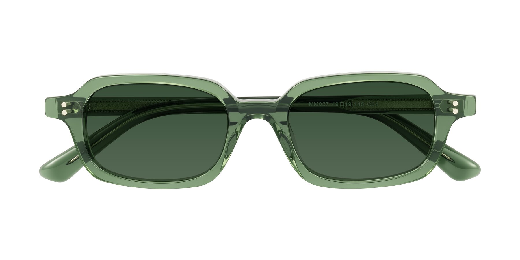 Folded Front of Eustis in Transparent Green with Green Tinted Lenses