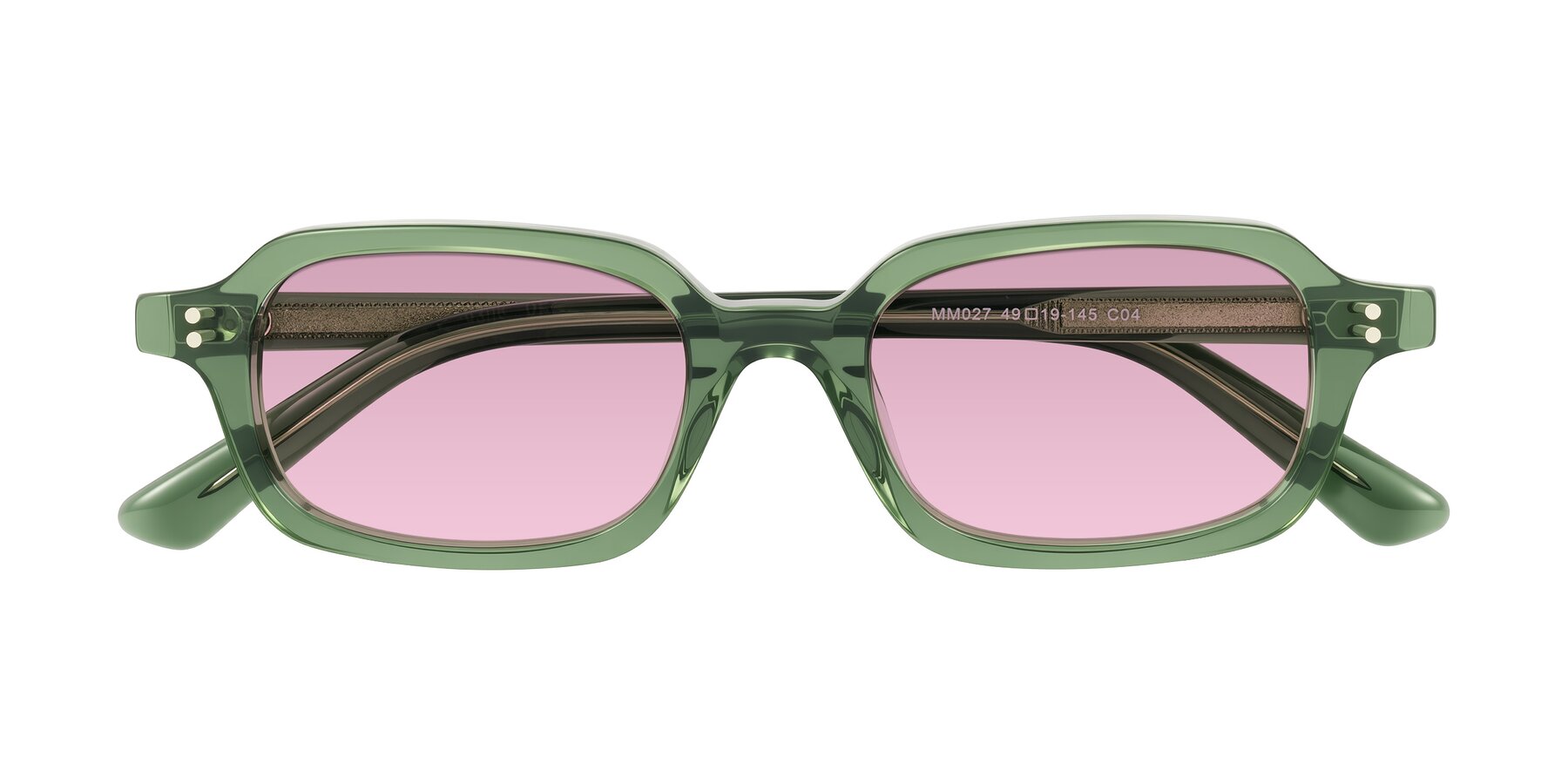 Folded Front of Eustis in Transparent Green with Light Wine Tinted Lenses