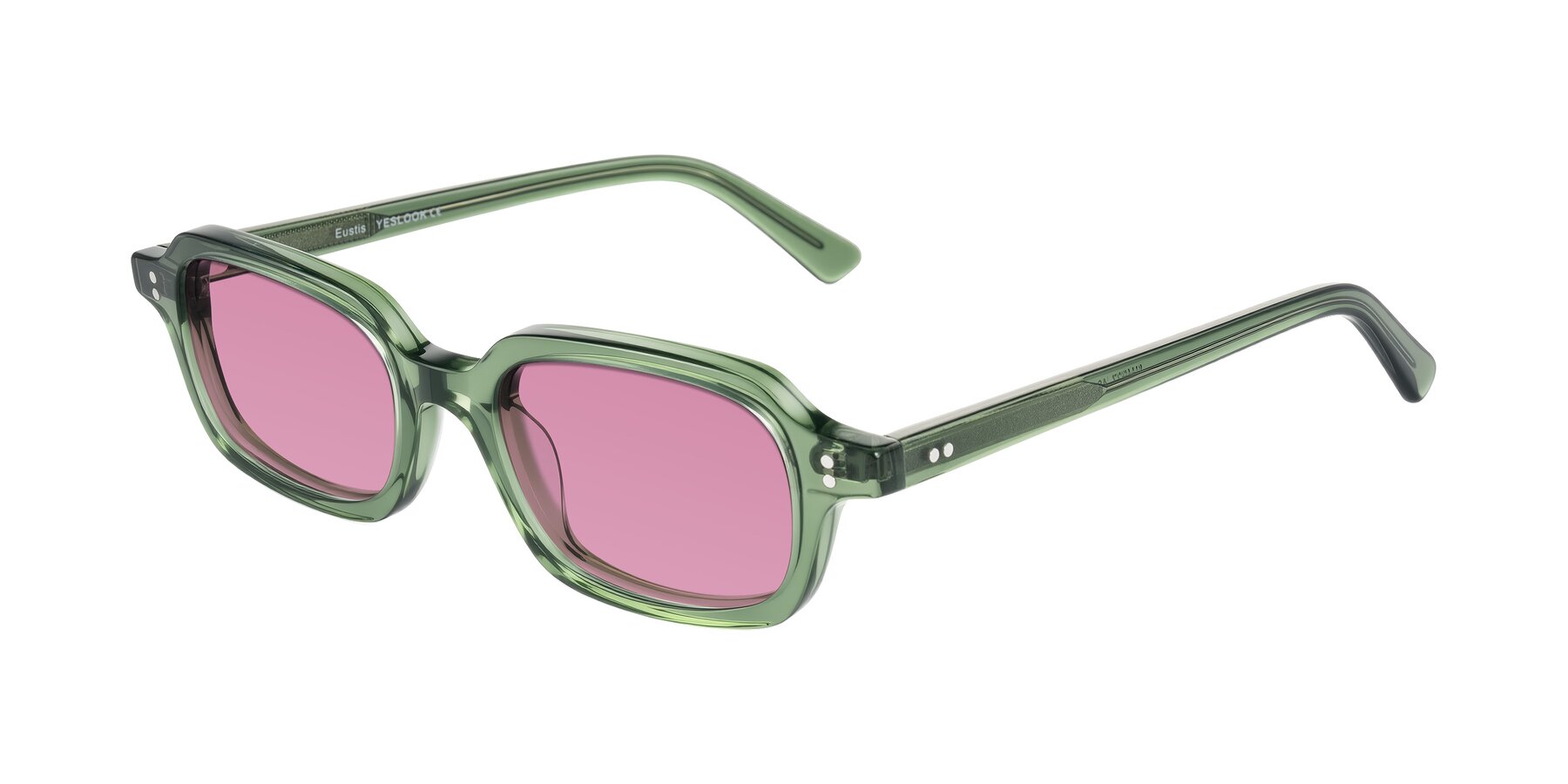 Angle of Eustis in Transparent Green with Medium Wine Tinted Lenses
