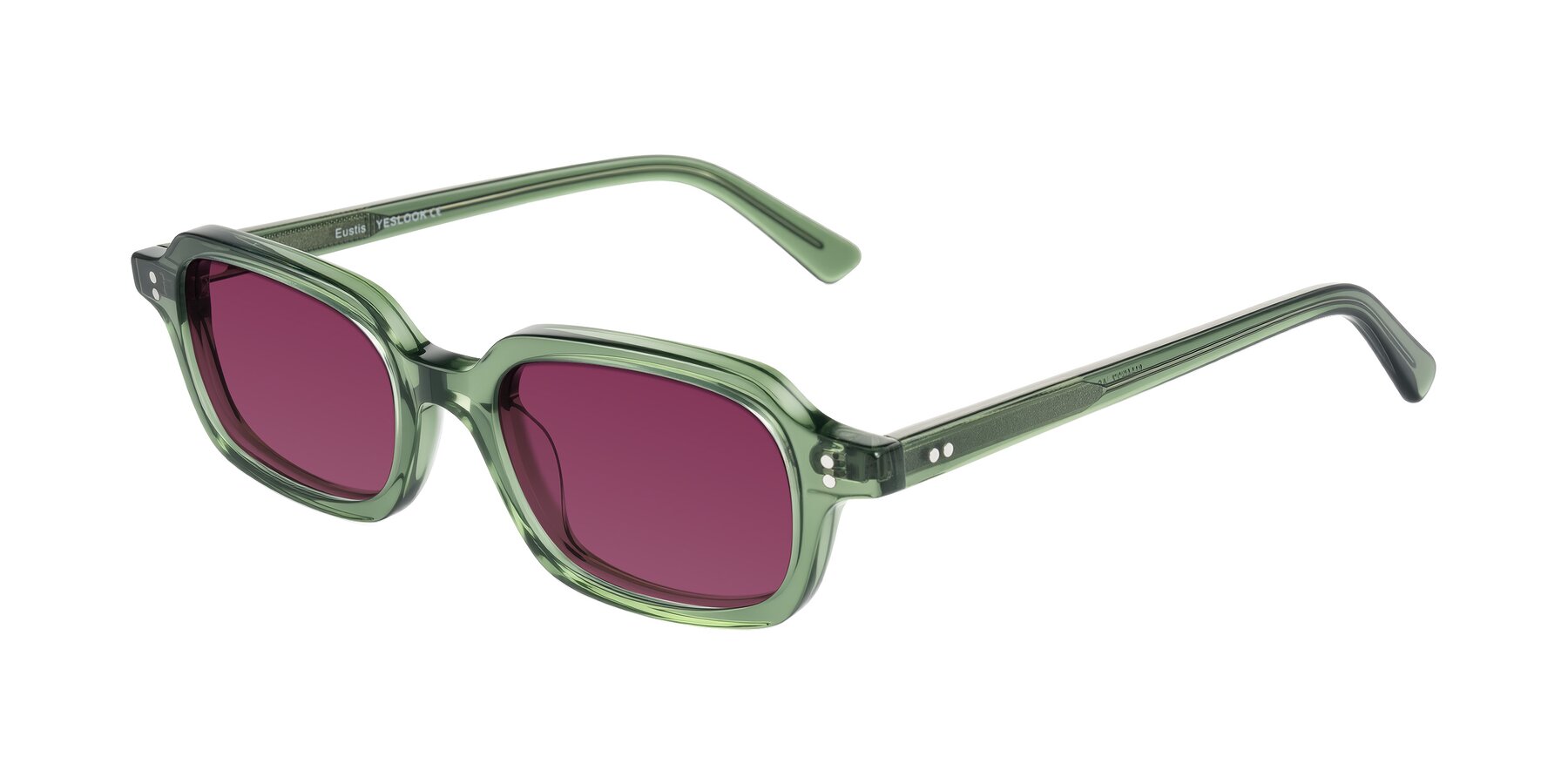 Angle of Eustis in Transparent Green with Wine Tinted Lenses