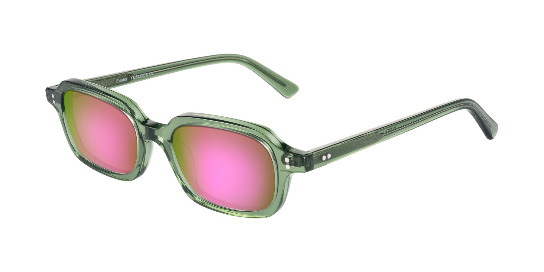 Angle of Eustis in Transparent Green with Pink Mirrored Lenses
