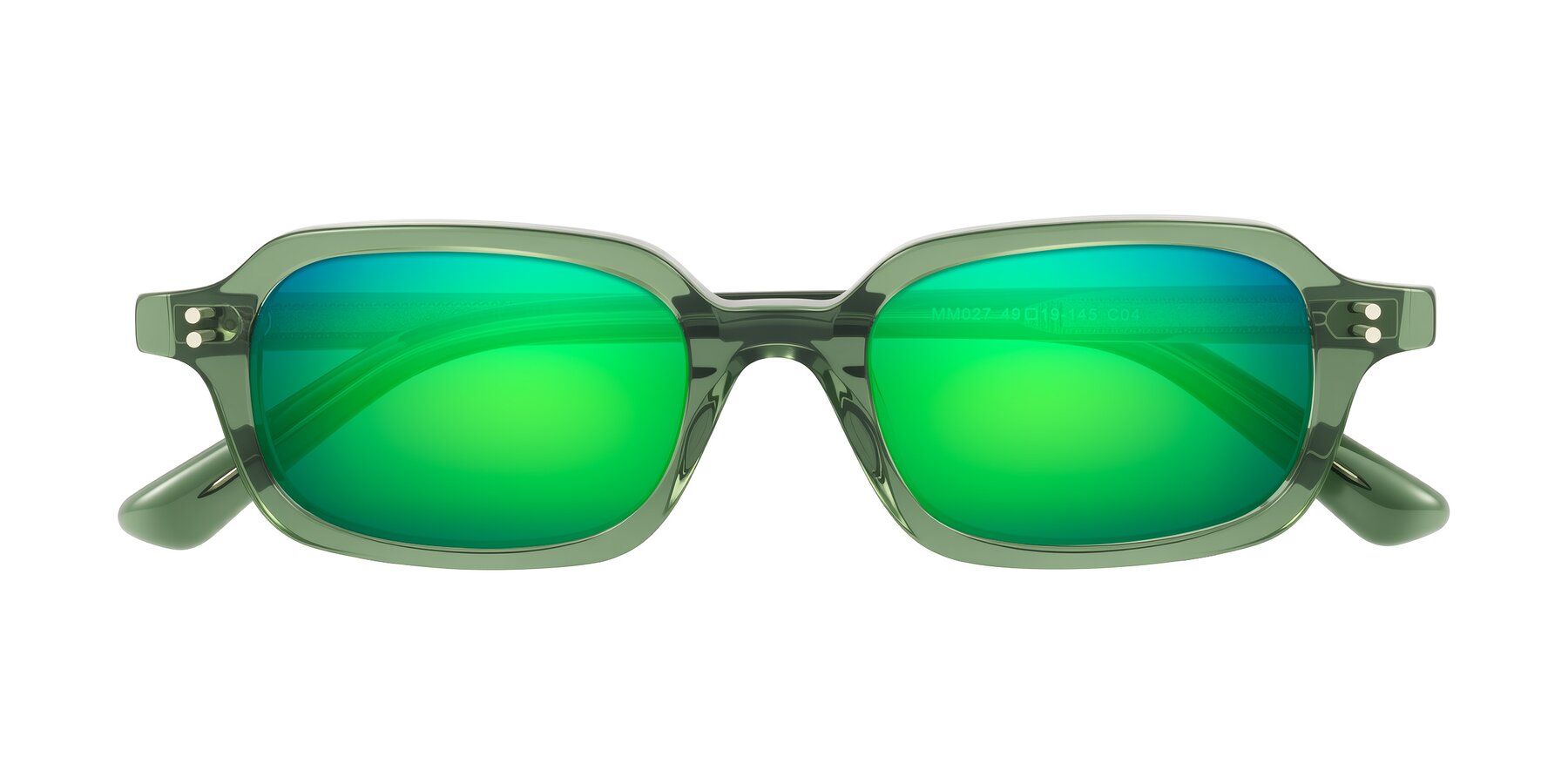 Folded Front of Eustis in Transparent Green with Green Mirrored Lenses