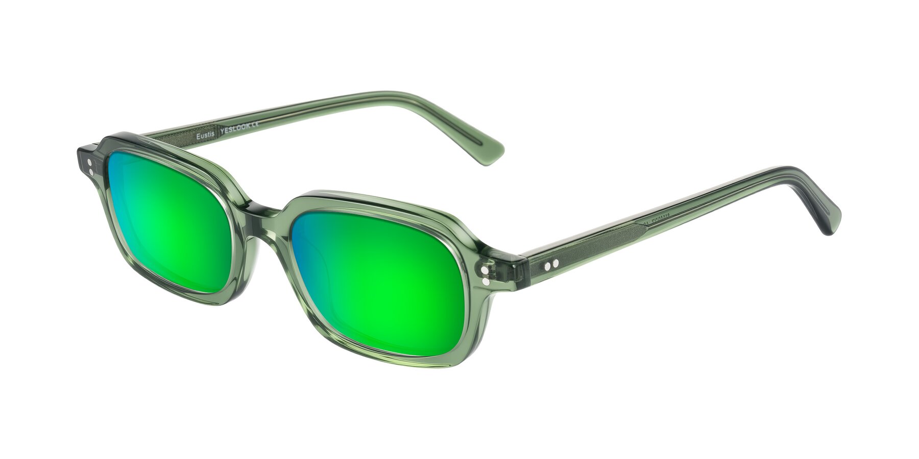 Angle of Eustis in Transparent Green with Green Mirrored Lenses