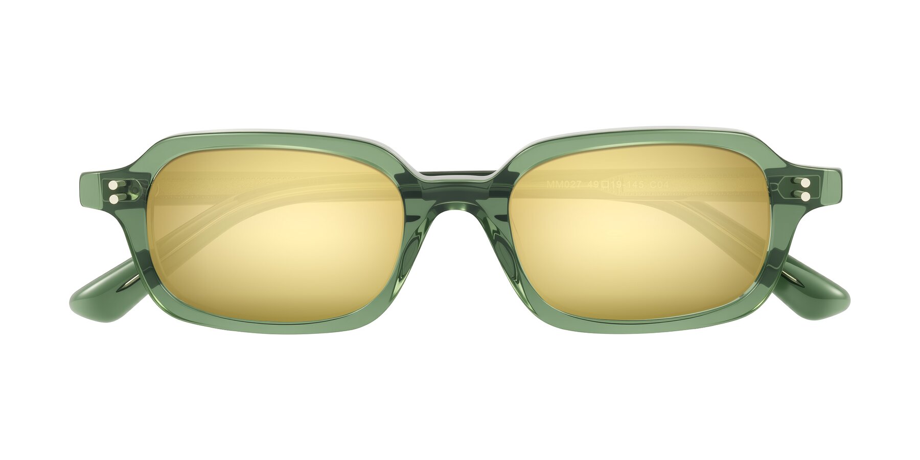 Folded Front of Eustis in Transparent Green with Gold Mirrored Lenses