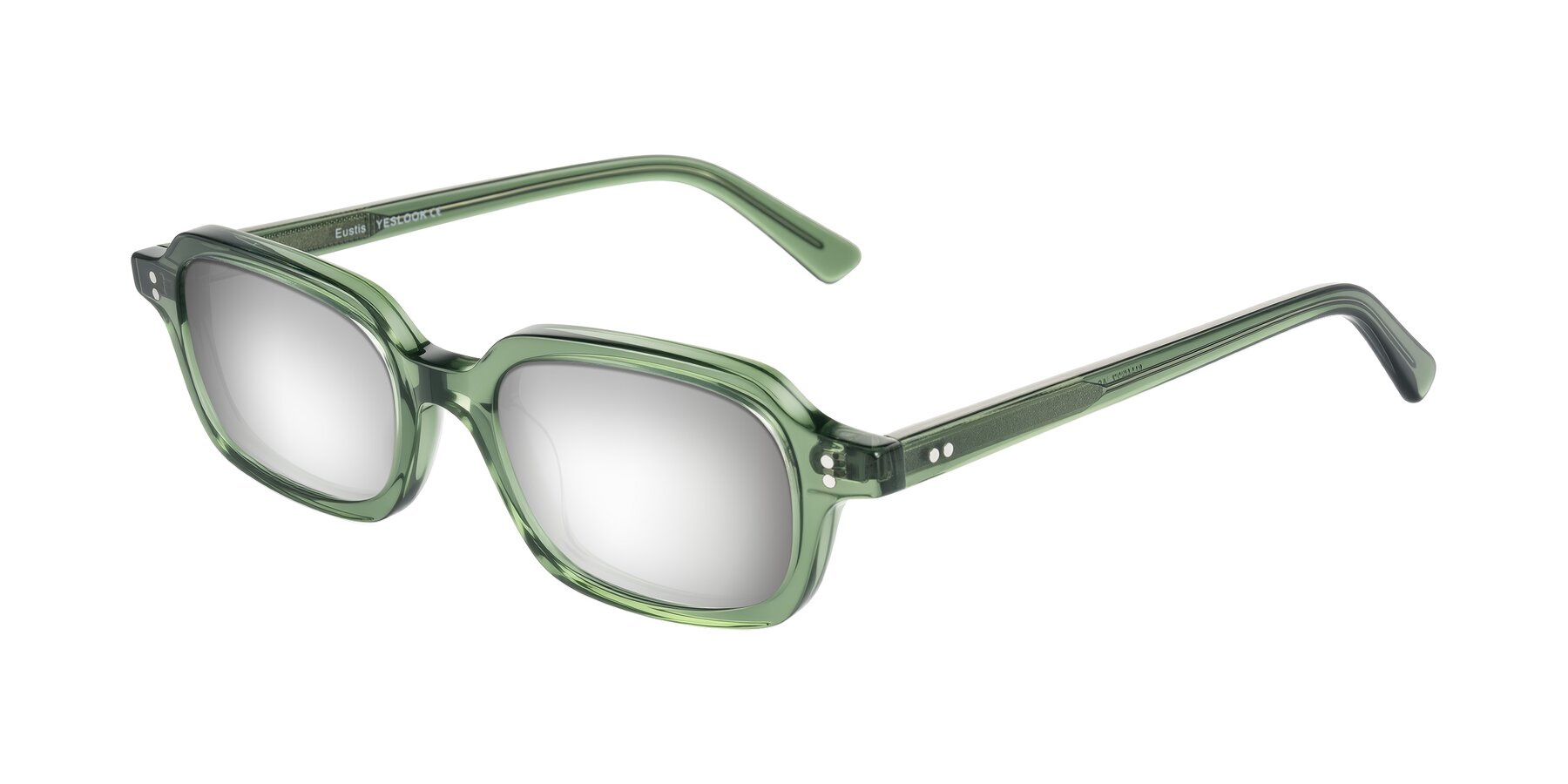 Angle of Eustis in Transparent Green with Silver Mirrored Lenses