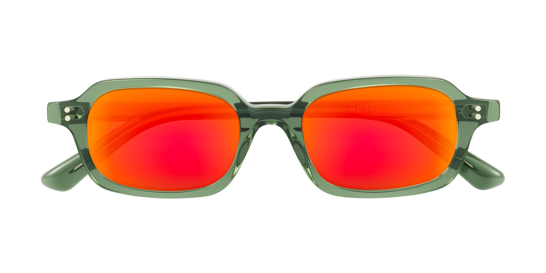 Folded Front of Eustis in Transparent Green with Red Gold Mirrored Lenses