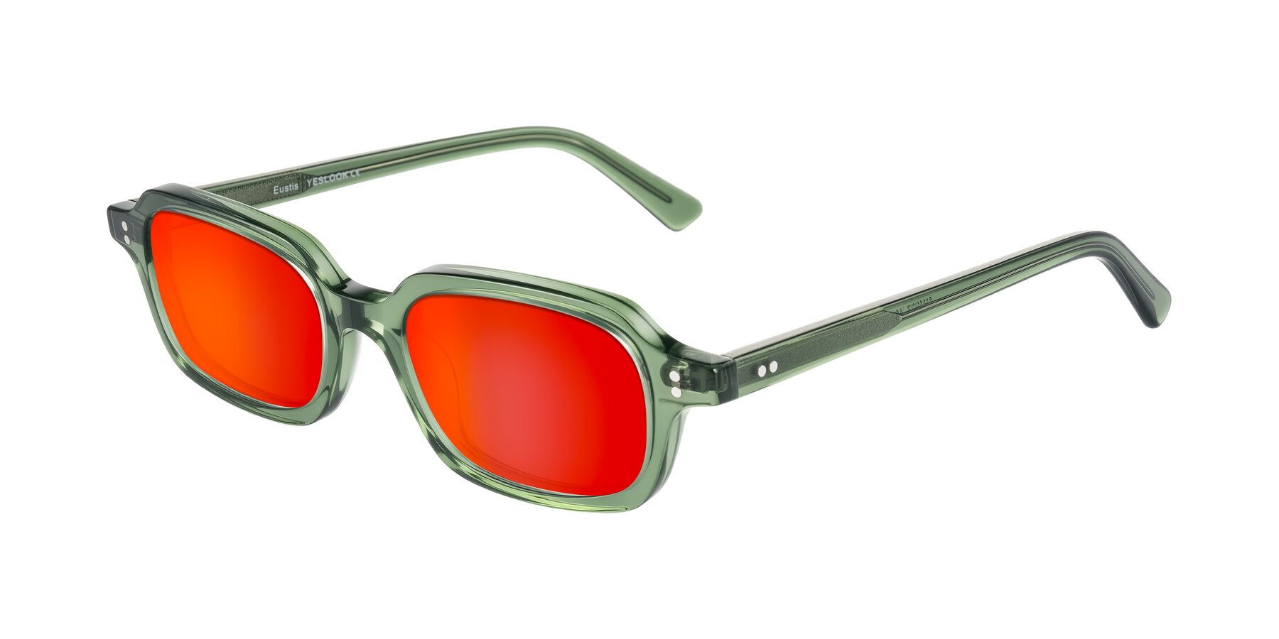Angle of Eustis in Transparent Green with Red Gold Mirrored Lenses