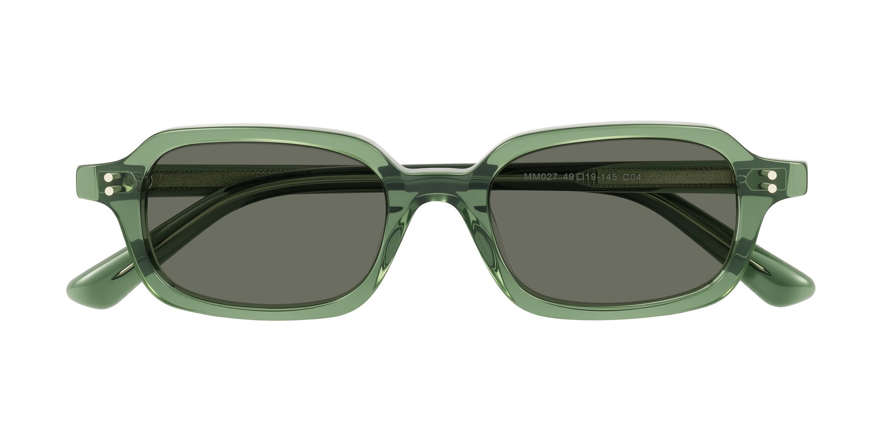 Folded Front of Eustis in Transparent Green with Gray Polarized Lenses