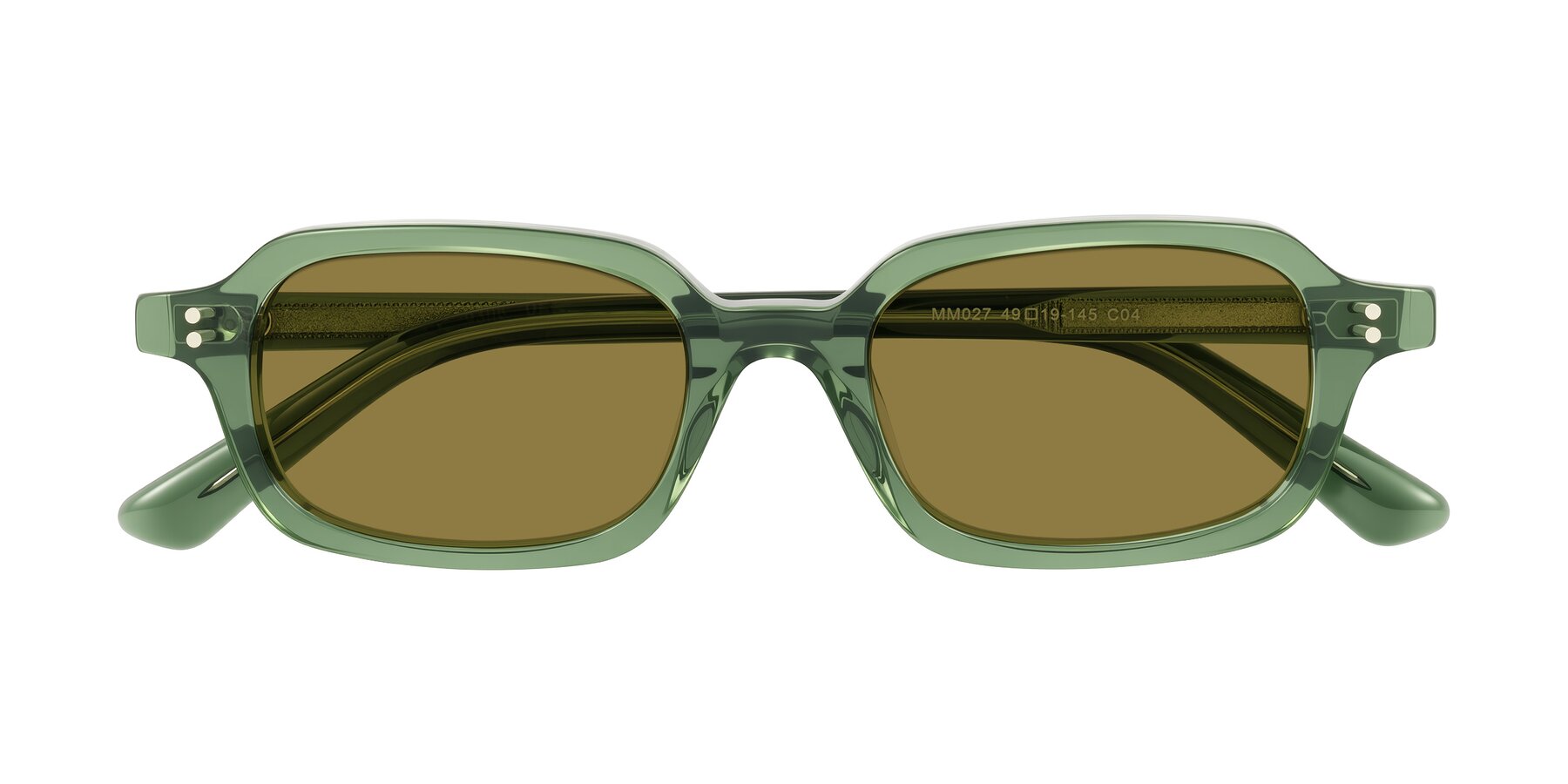 Folded Front of Eustis in Transparent Green with Brown Polarized Lenses