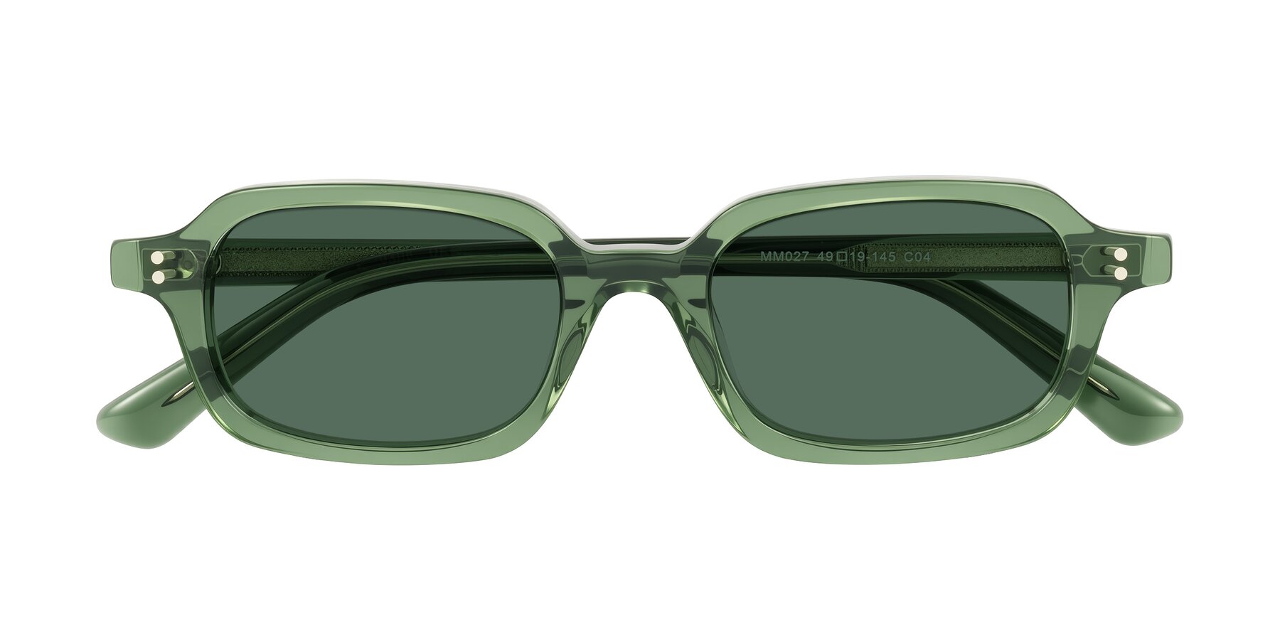 Folded Front of Eustis in Transparent Green with Green Polarized Lenses