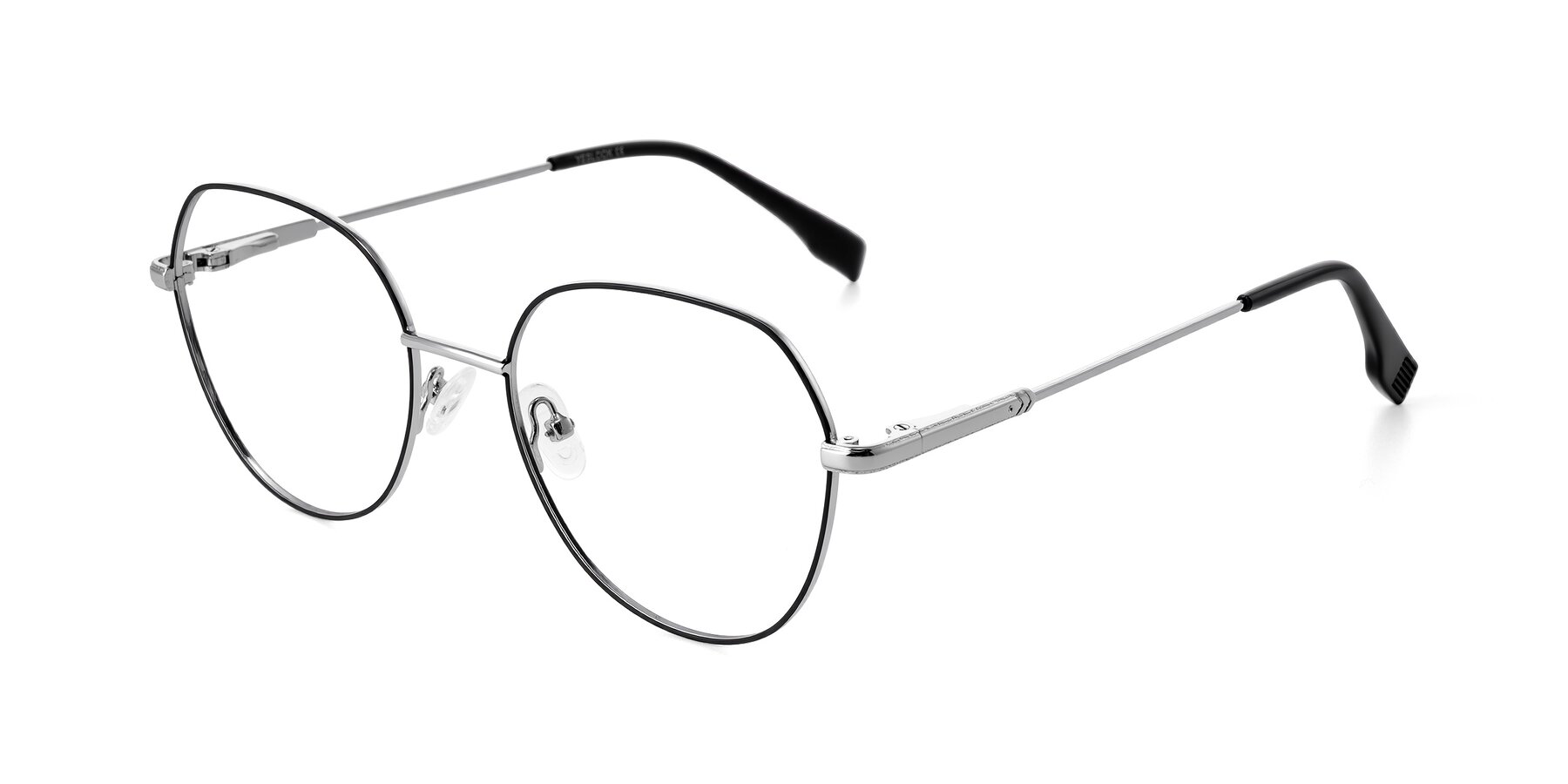 Angle of Deva in Black/Silver with Clear Eyeglass Lenses