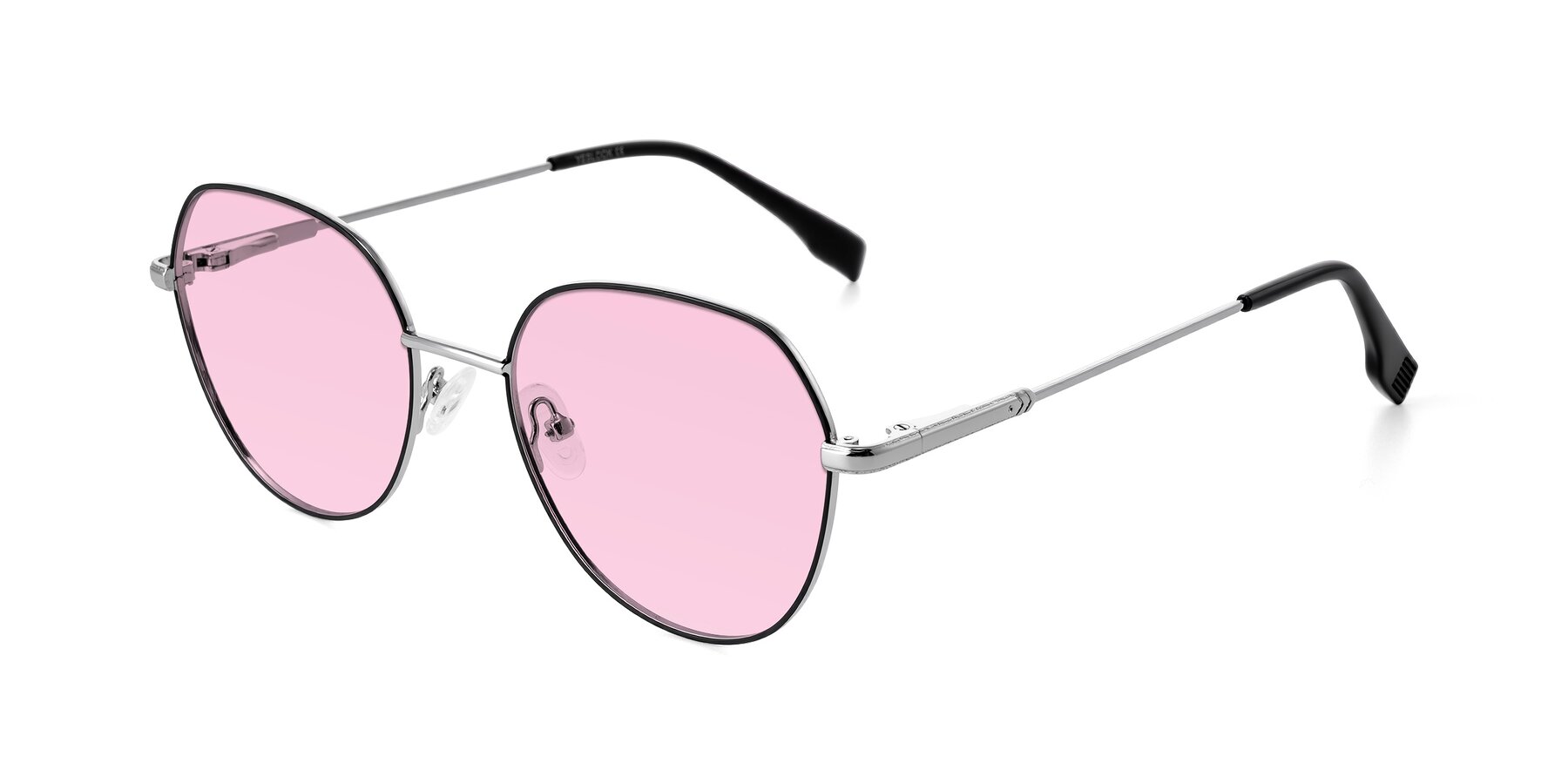 Angle of Deva in Black/Silver with Light Pink Tinted Lenses