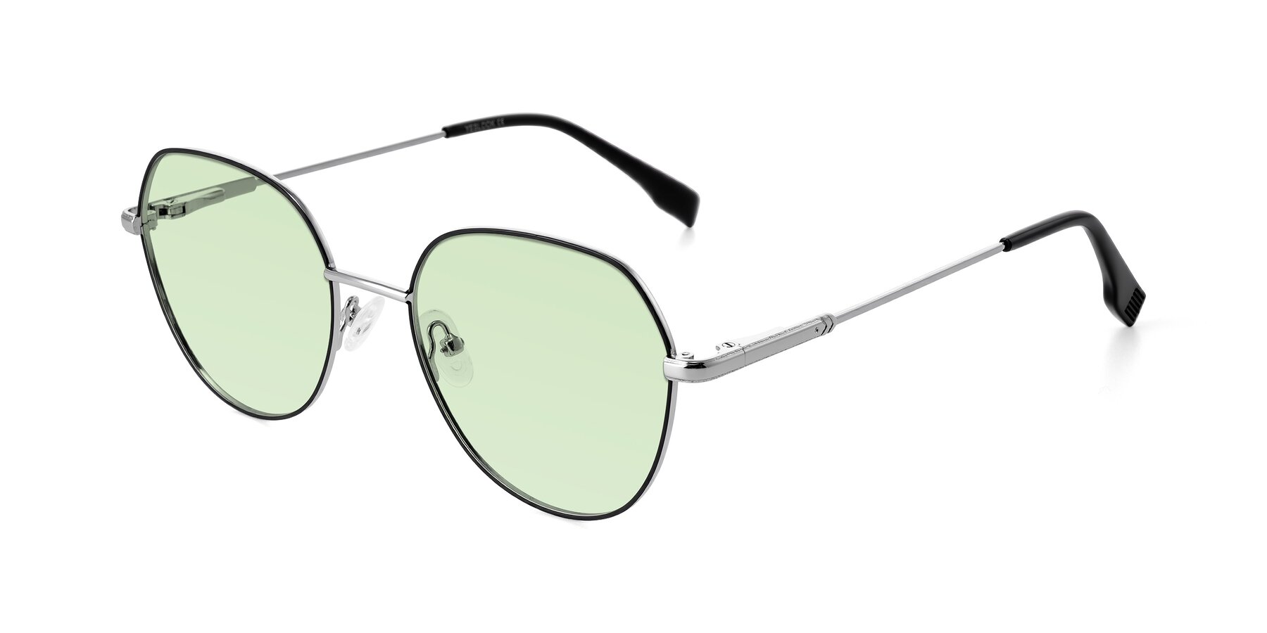 Angle of Deva in Black/Silver with Light Green Tinted Lenses