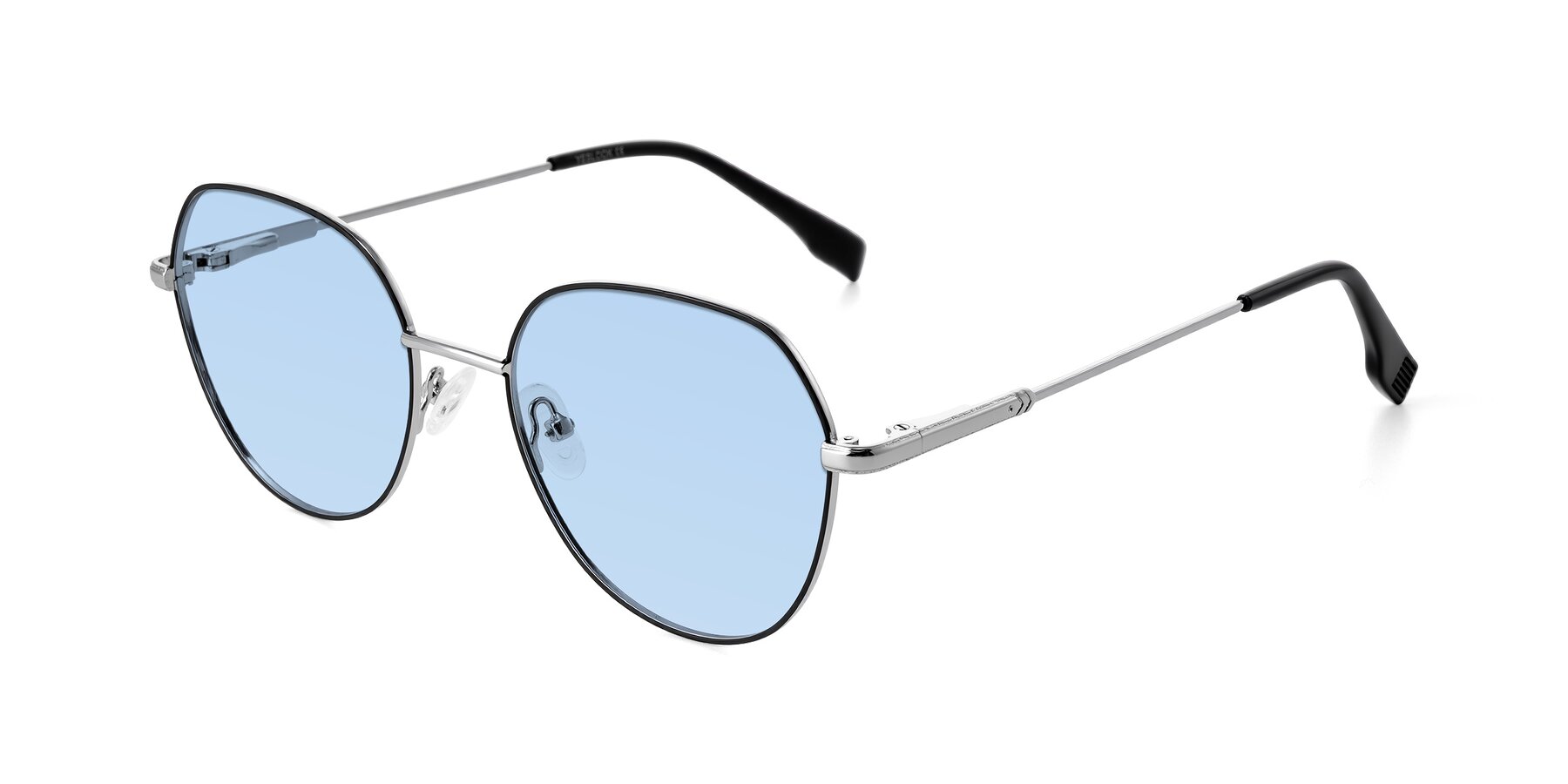 Angle of Deva in Black/Silver with Light Blue Tinted Lenses