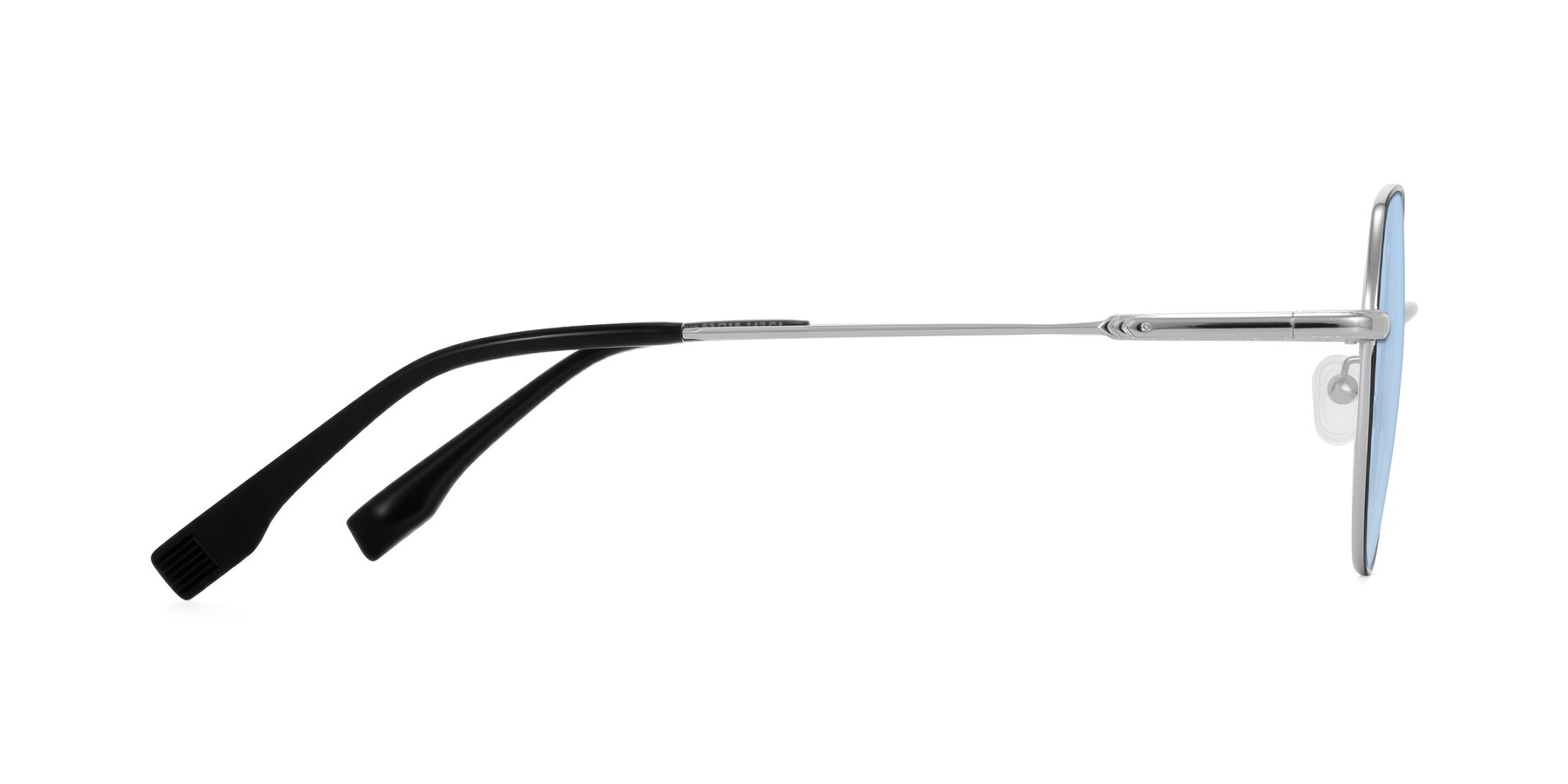 Side of Deva in Black/Silver with Light Blue Tinted Lenses