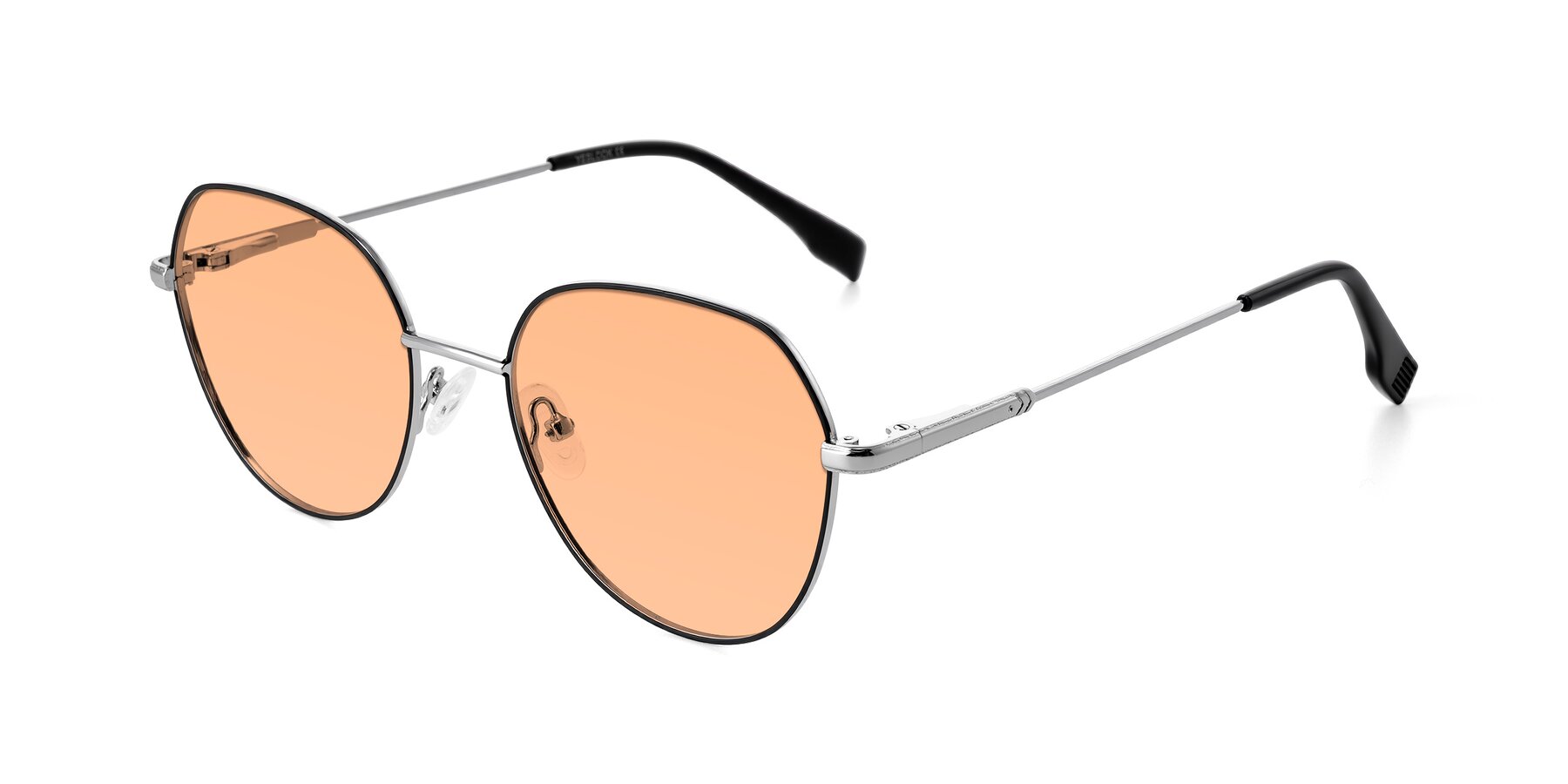 Angle of Deva in Black/Silver with Light Orange Tinted Lenses