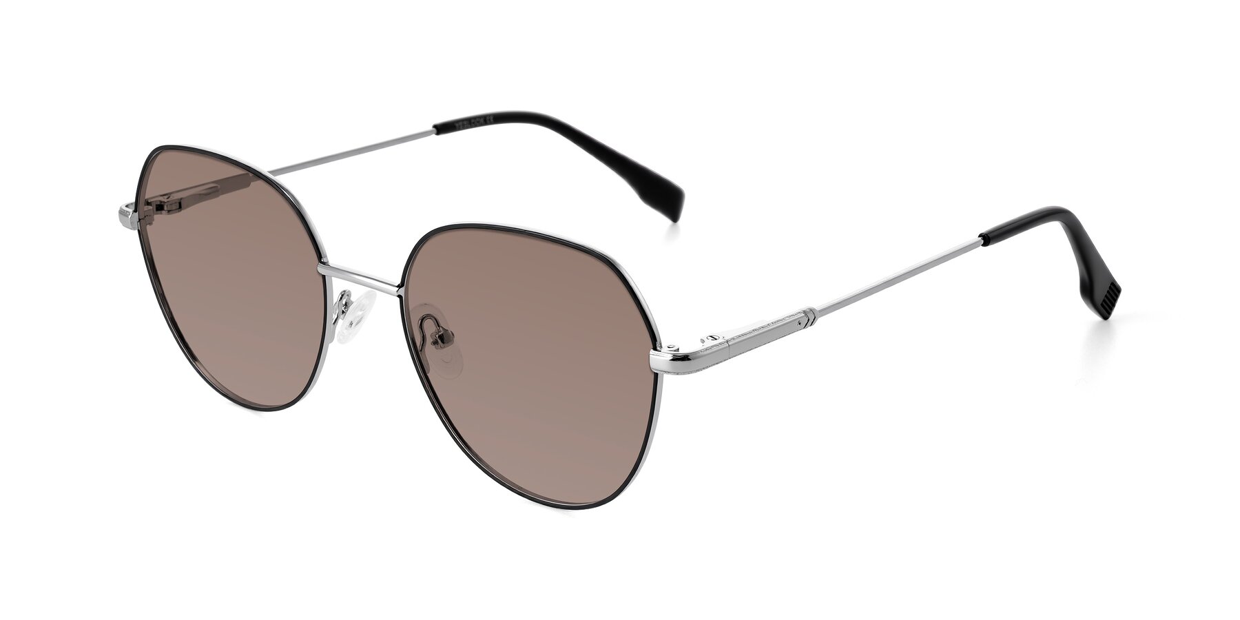 Angle of Deva in Black/Silver with Medium Brown Tinted Lenses
