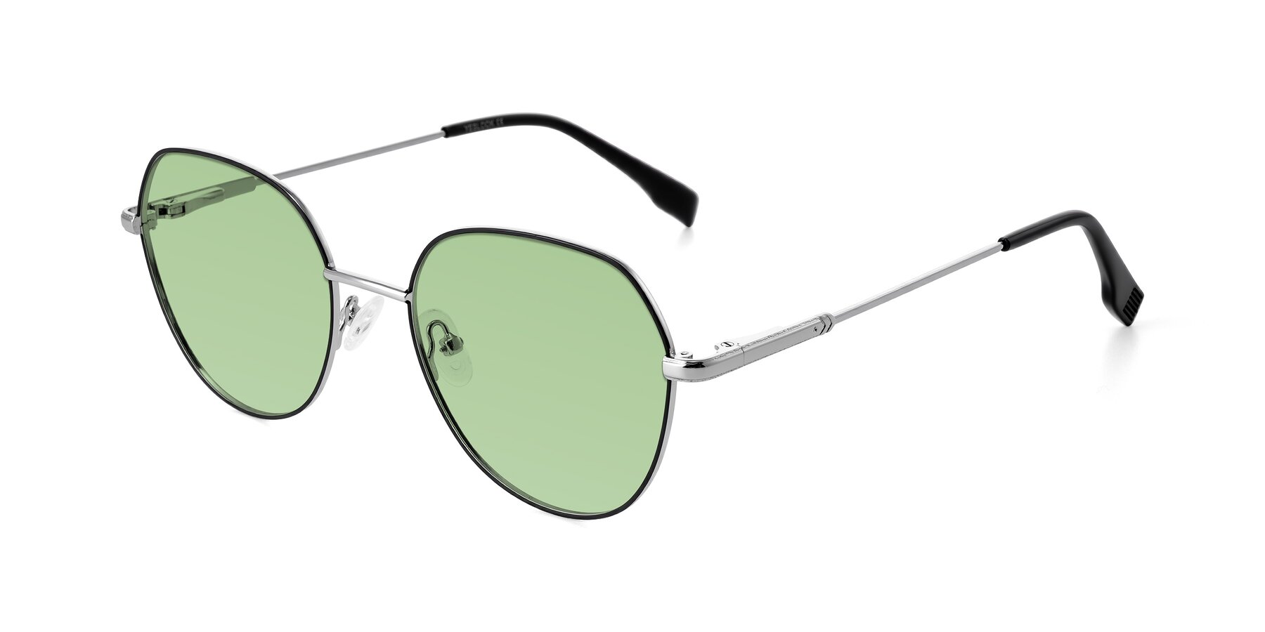 Angle of Deva in Black/Silver with Medium Green Tinted Lenses