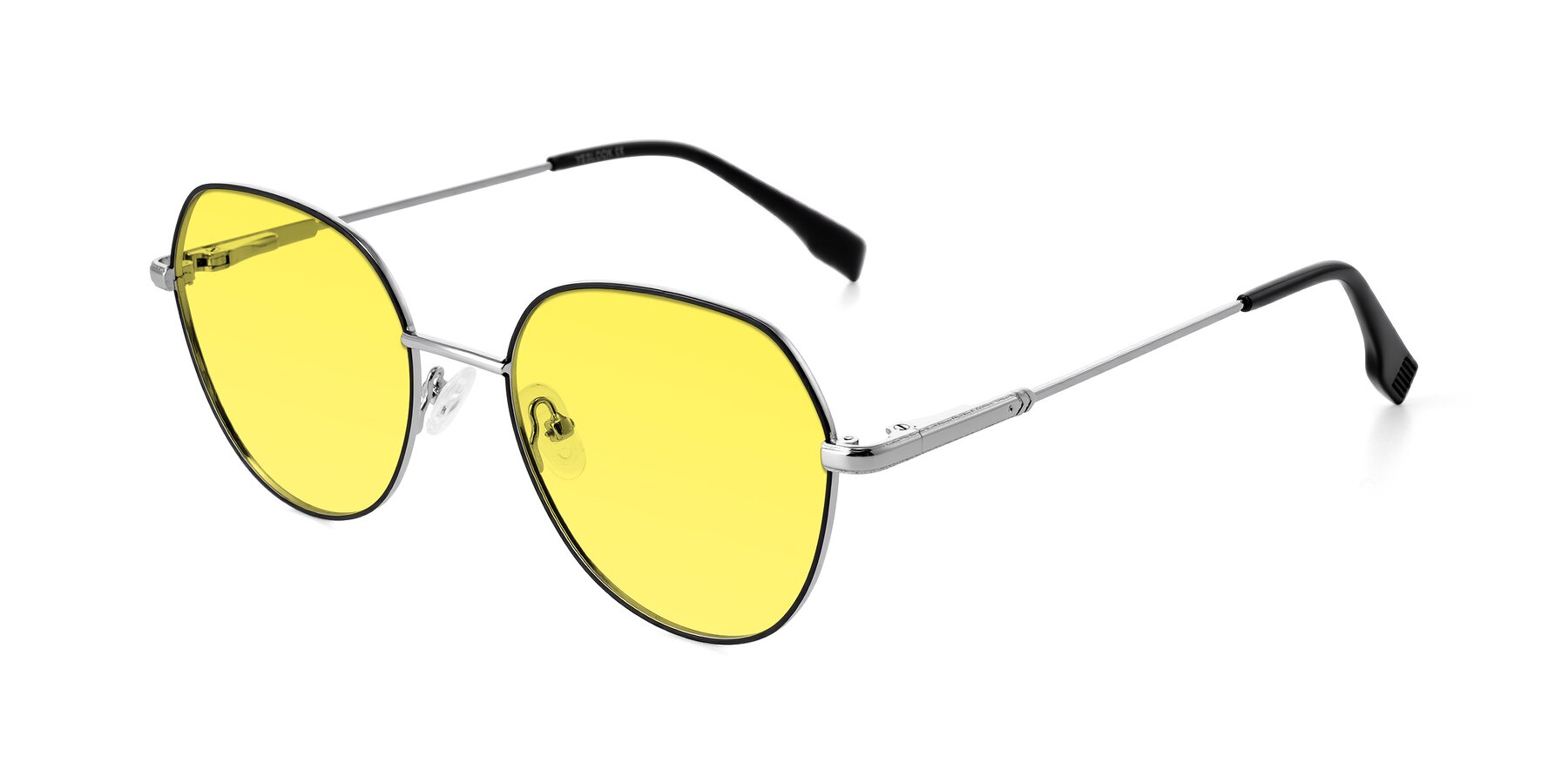 Angle of Deva in Black/Silver with Medium Yellow Tinted Lenses