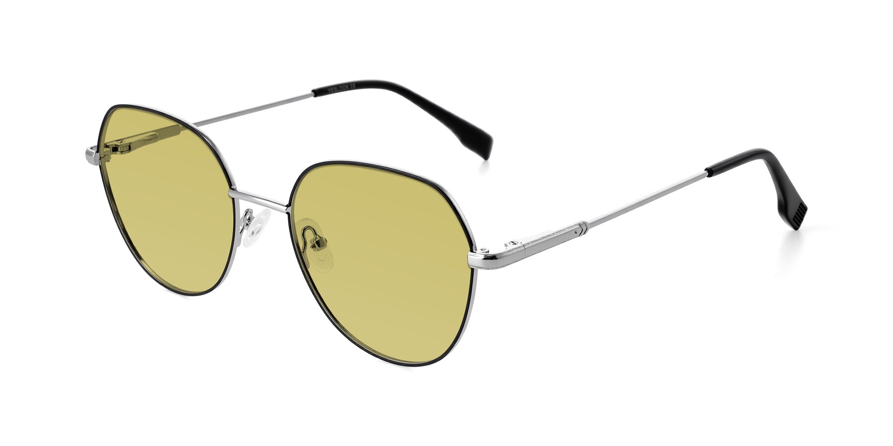 Angle of Deva in Black/Silver with Medium Champagne Tinted Lenses